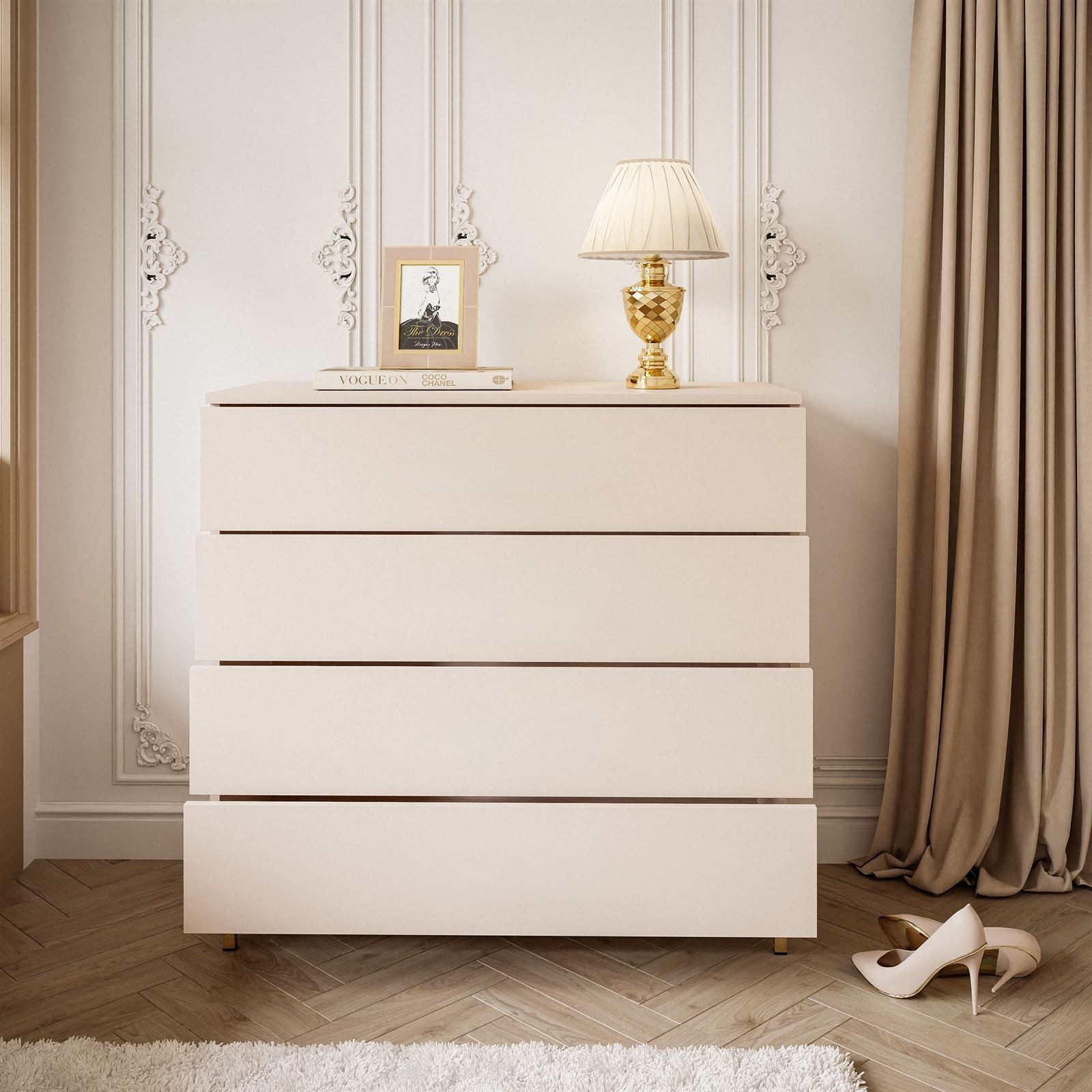 Lookway Kommode LINA KASCHMIR 4S mit LED Beleuchtung, 95x40x86 cm – Bild 4 von 5