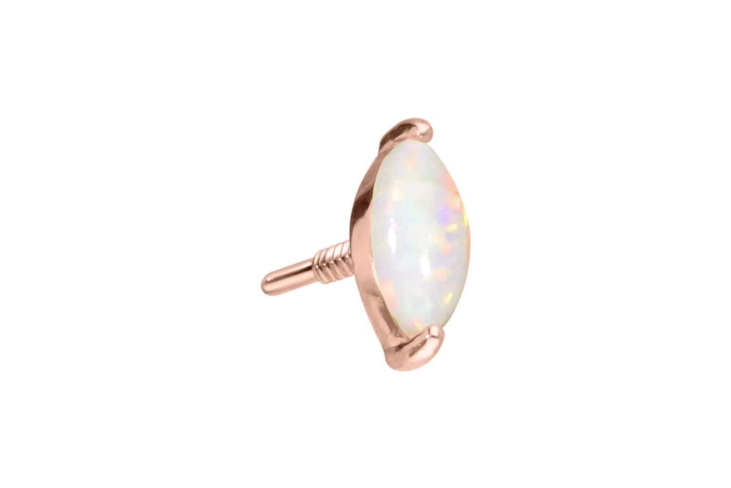 Piercing-Set 14 Karat Gold Schraubaufsatz mit Außengewinde OVALER SYNTHETISCHER