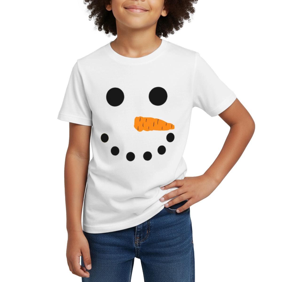 T-Shirt Schneemann Gesicht Fasching Weihnachten Kinder T-Shirt