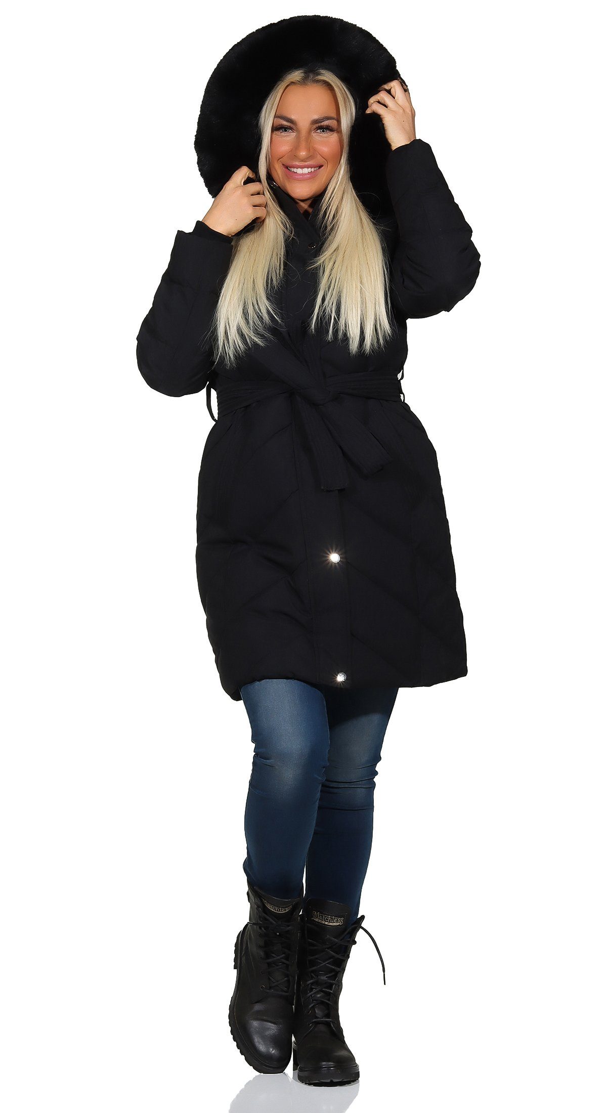 Aurela Damenmode Kurzmantel Steppmantel Damen Mantel diagonal gesteppt mit günstig online kaufen