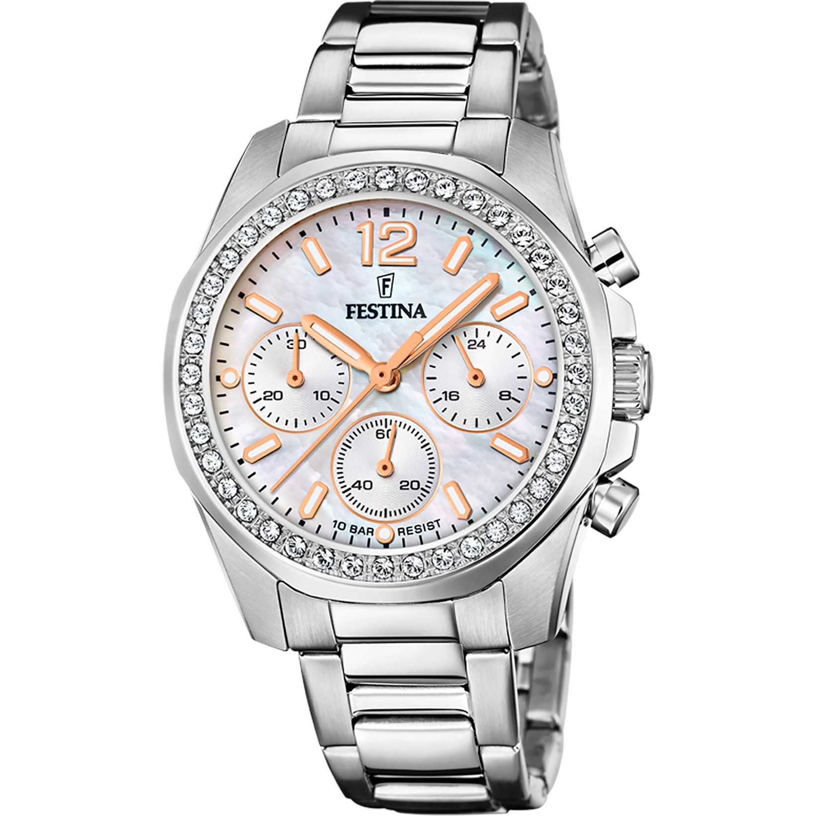 Festina Chronograph Damenuhr F20606-1 Edelstahlband 38,1 günstig online kaufen