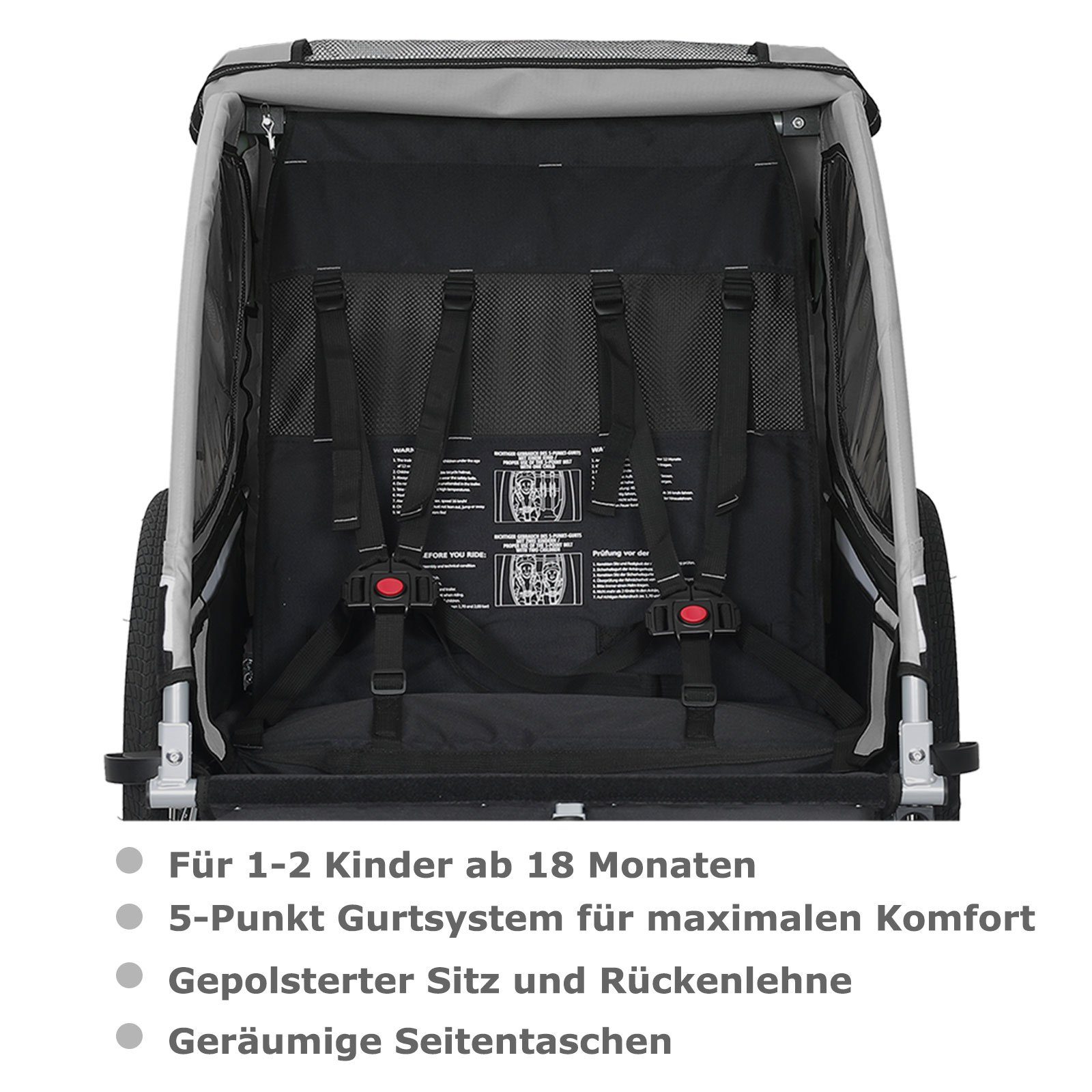 TIGGO Fahrradkinderanhänger Tiggo VS Kinderanhänger Fahrradanhänger für 1 oder 2 Kinder – Bild 3 von 5