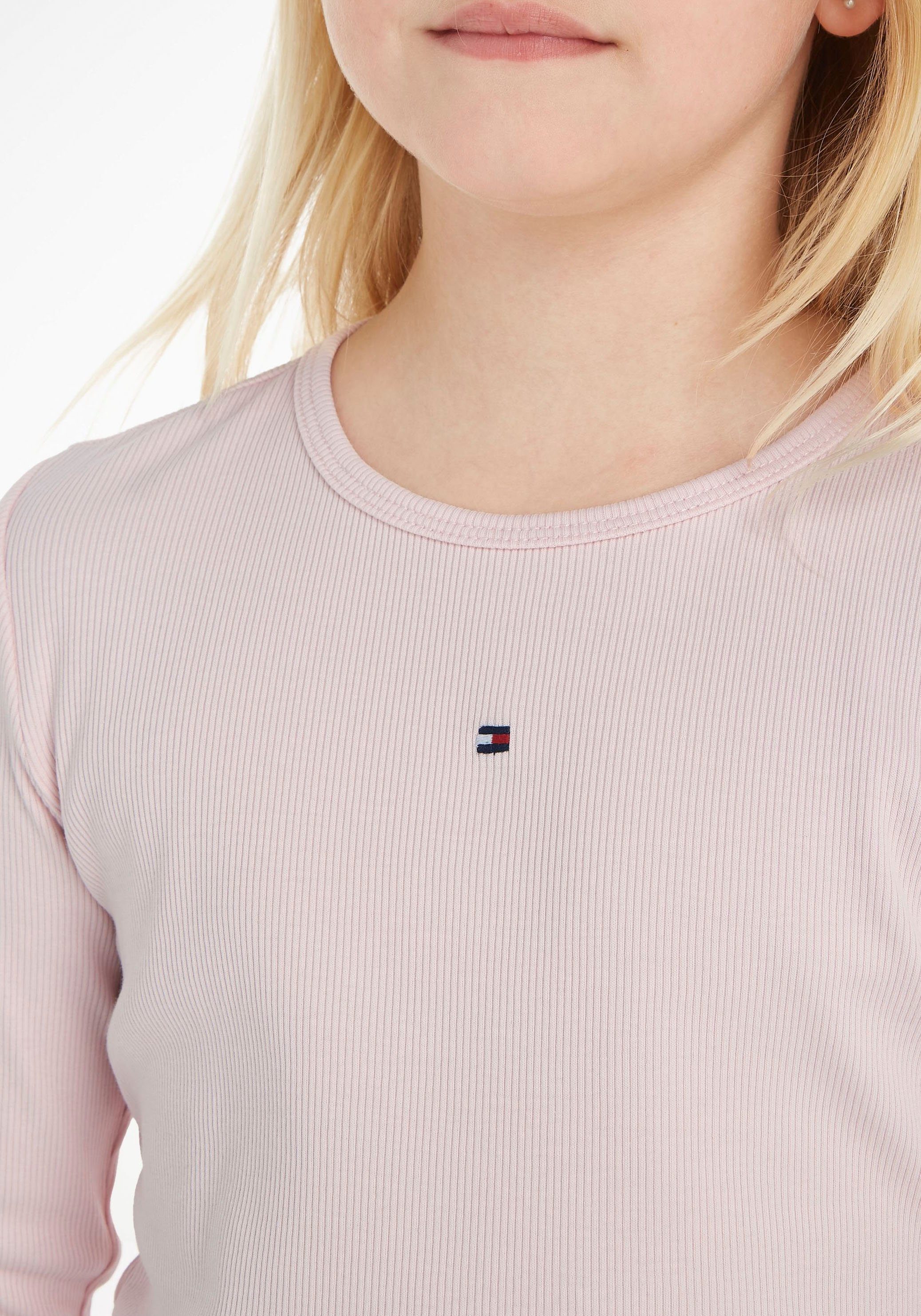 Tommy TOP Rippenstruktur RIB leichter L/S ESSENTIAL in Langarmshirt Hilfiger Whimsy_Pink