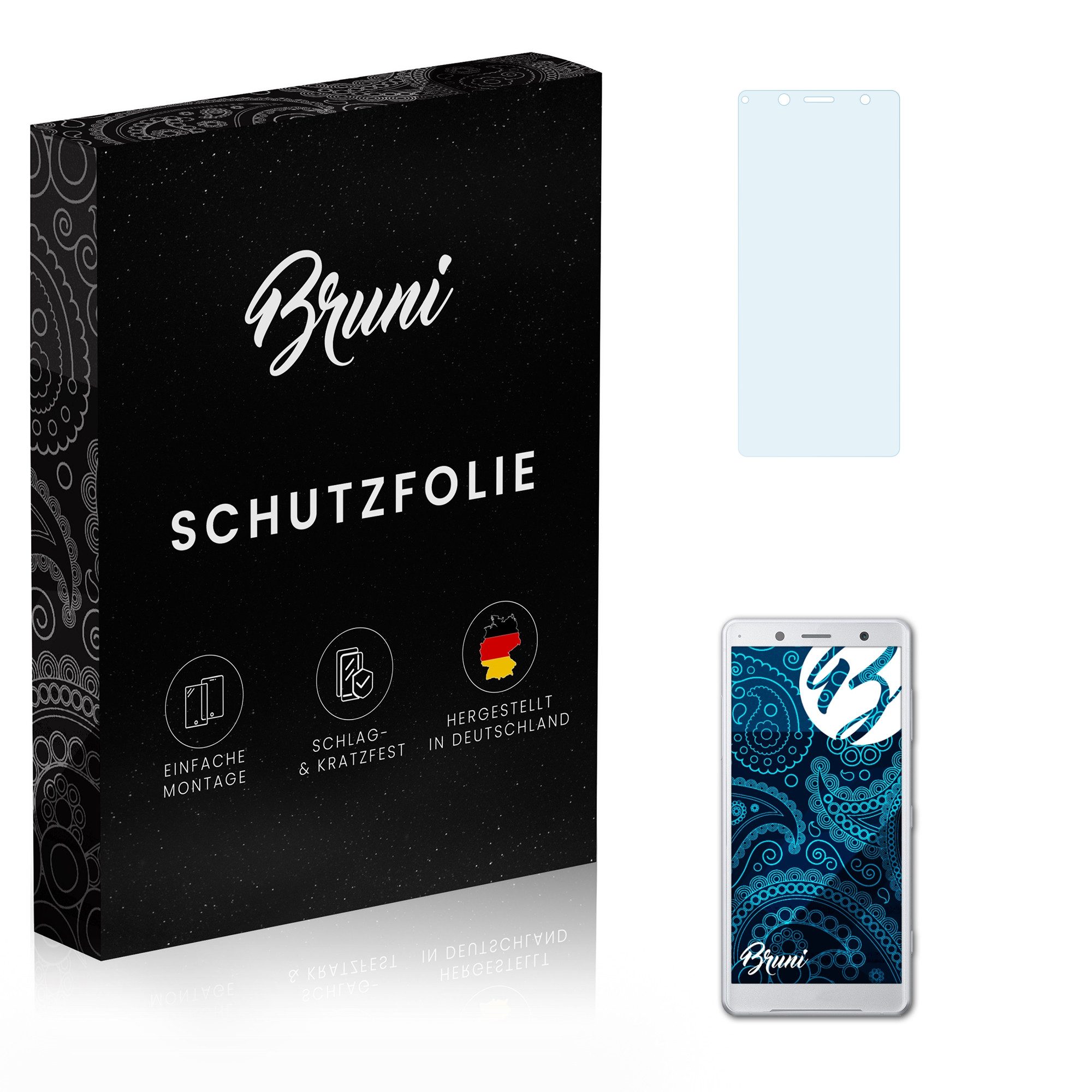 Bruni Schutzfolie für Sony Xperia XZ2 Compact, (2 Folien), praktisch unsichtbar
