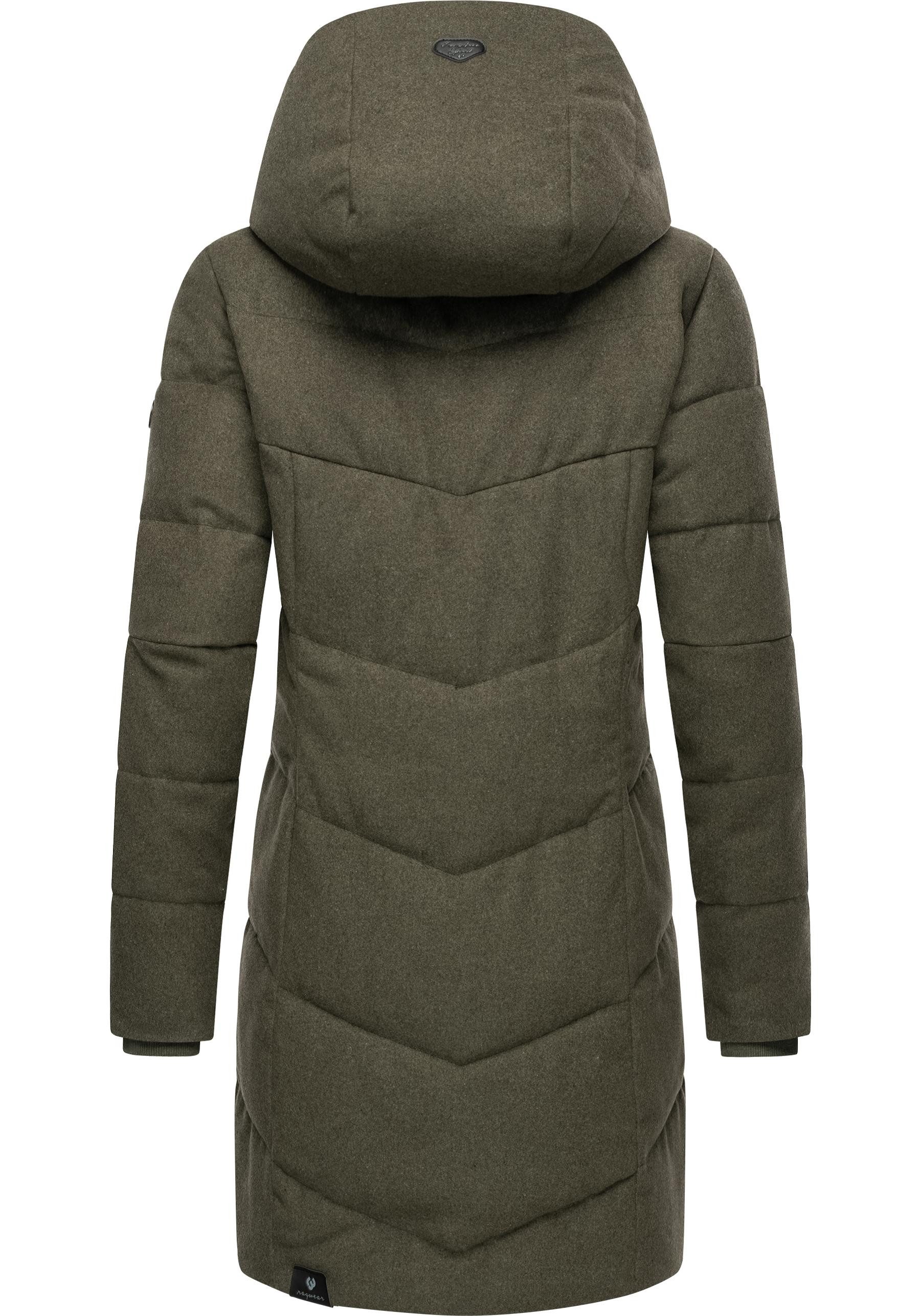 Ragwear Wintermantel Pavla Coat stylischer Damen Steppmantel in Woll-Optik