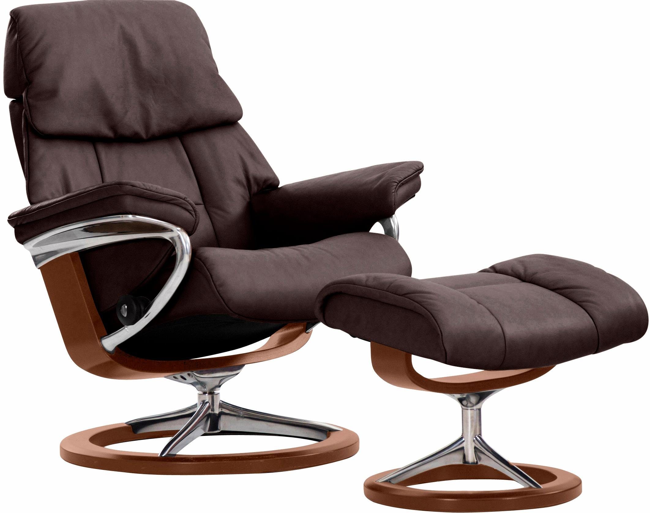 Stressless® Relaxsessel Ruby (Set, Relaxsessel mit Hocker), mit Signature Base, Größe L, Gestell Eiche, Wenge, Braun & Schwarz