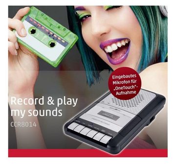 Reflexion CCR8014 Retro Kassettenrecorder Diktiergerät Kassetten Player (Audio Walkman, eingebautes Mikrofon)
