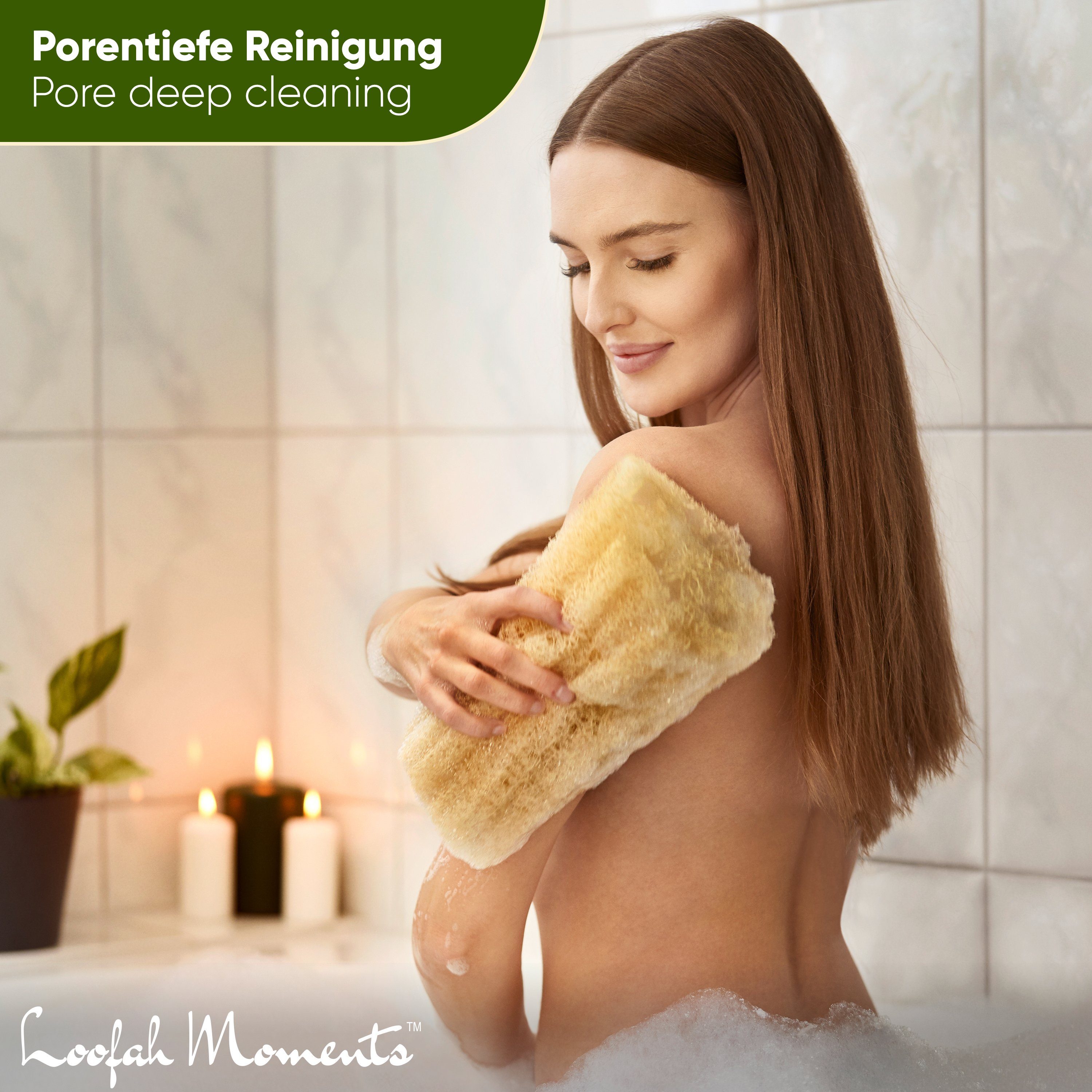 Loofah Moments Duschschwamm Loofah Moments™ - Luffaschwamm, Badeschwamm für ein gesundes Peeling, 1-tlg., beseitigt Hautunreinheiten sowie Mitesser