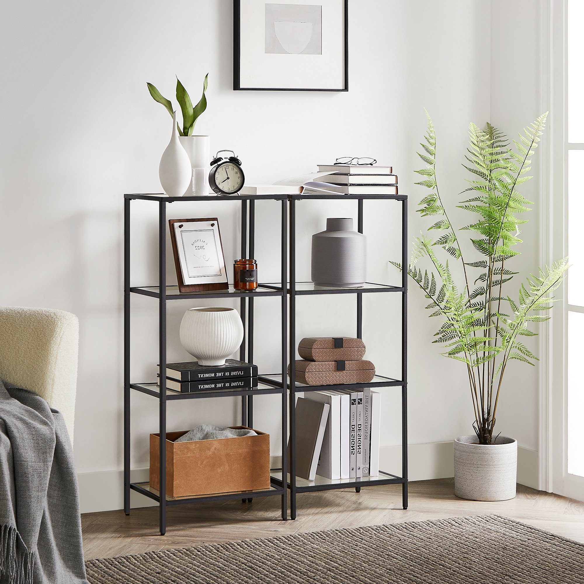 VASAGLE Bücherregal, 1-tlg., Standregal, Küchenregal, stabil, H:90 - 177.3