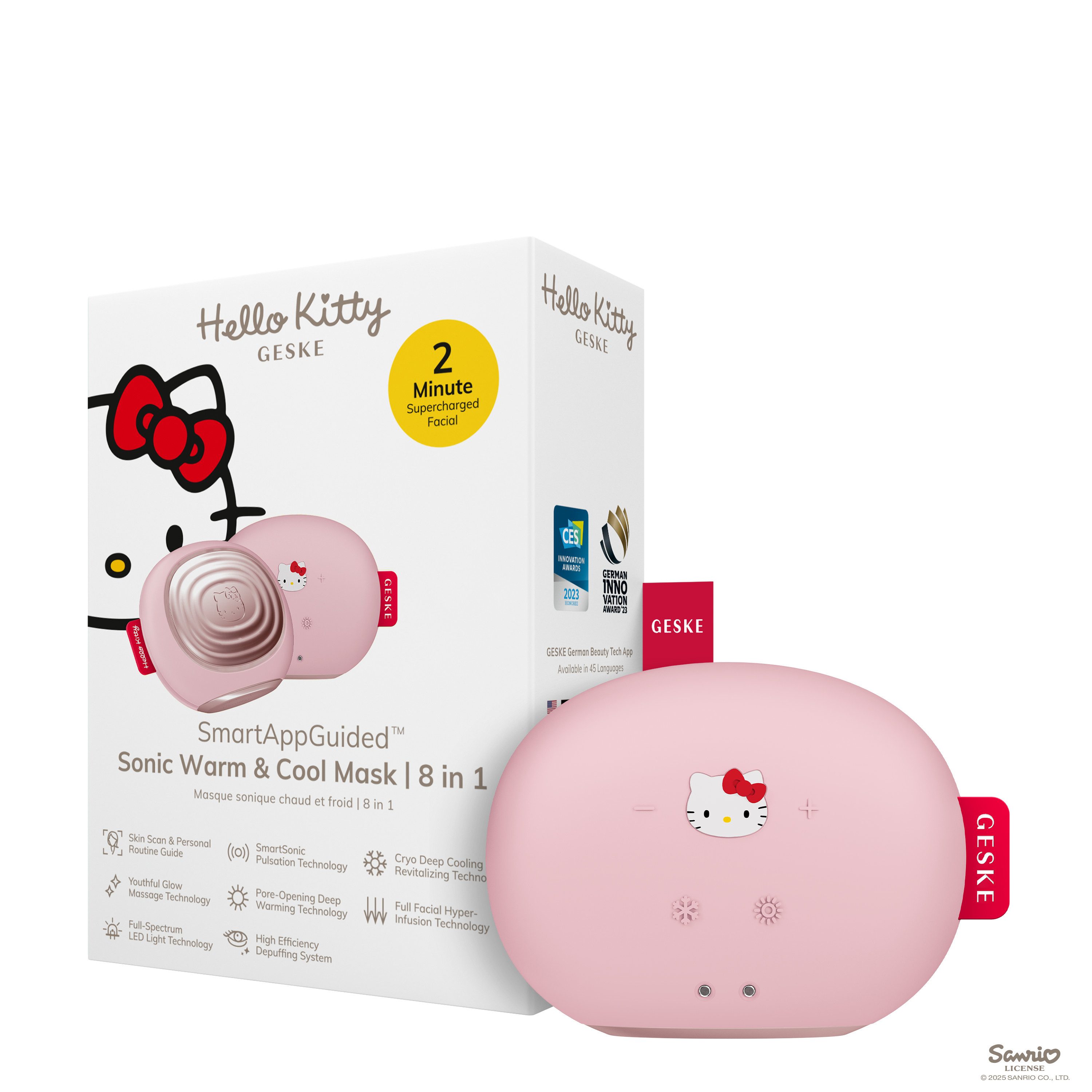GESKE German Beauty Tech Enhancer SmartAppGuided™ Sonic Warm & Cool Mask 8 in 1, Packung (Gerät & USB-Ladekabel), 2-tlg., Gerät inkl. kostenloser APP (SmartAppGuided Device), Mit der GESKE App erhältst Du deine personalisierte Hautpflegeroutine.