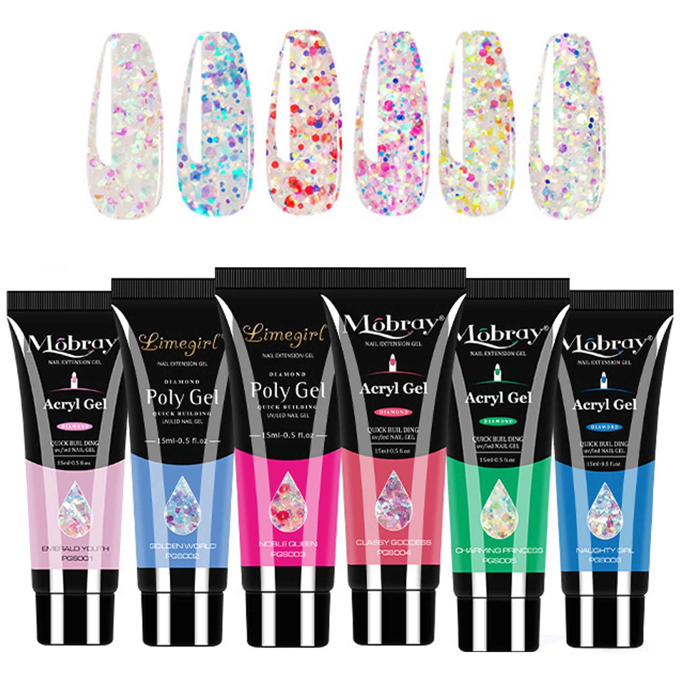 KINSI UV-Nagellack-Set Nail Art Verlängerung Gel Set, DIY zu Hause, 6 Farben Polygel Set, Hochwertiges Naturharz, perfekt für Nagelstudios und den Heimgebrauch