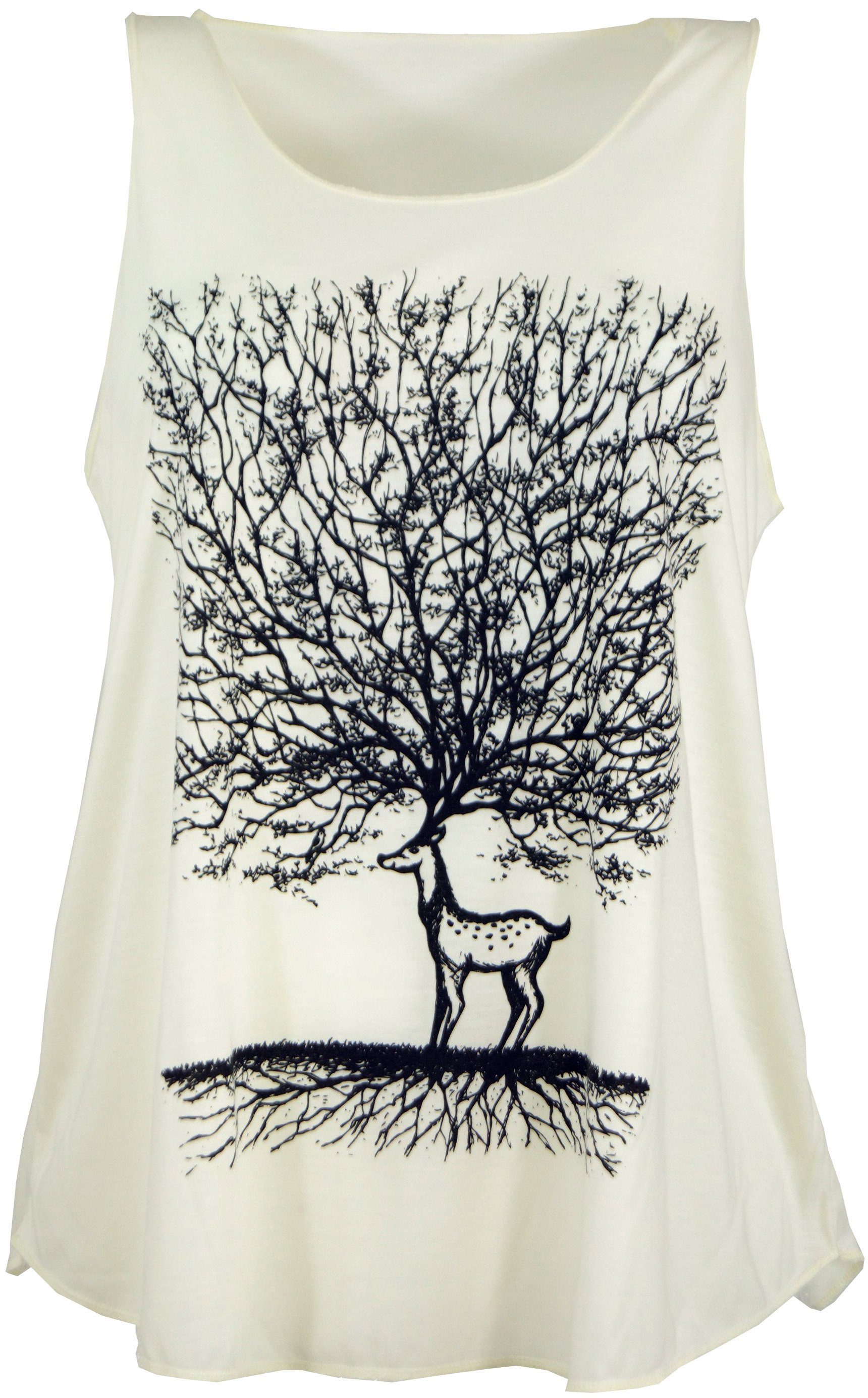 Guru-Shop T-Shirt Retro Art Tanktop mit Ethnodruck - Deer Tree.. Festival, günstig online kaufen