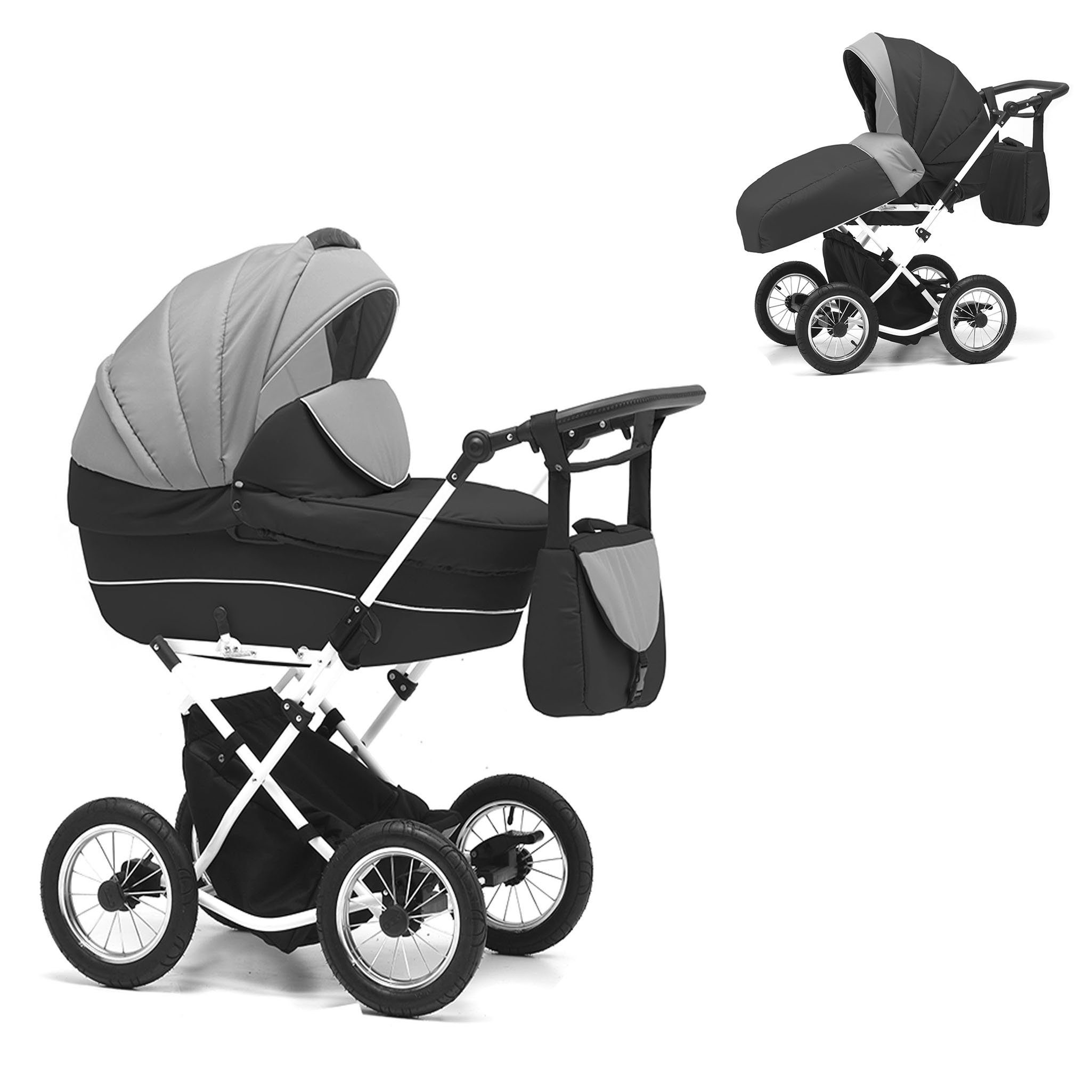 BabyMerc Kombi-Kinderwagen Sorento 2 in 1 inkl. Sportsitz und umfangreichen Zubehör in 17 Farben