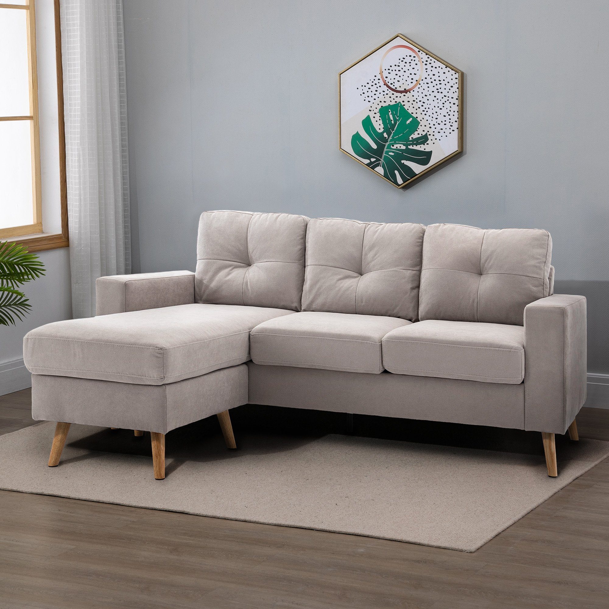 HOMCOM 3-Sitzer Eckcouch in L-Form, Eckgarnitur günstig online kaufen