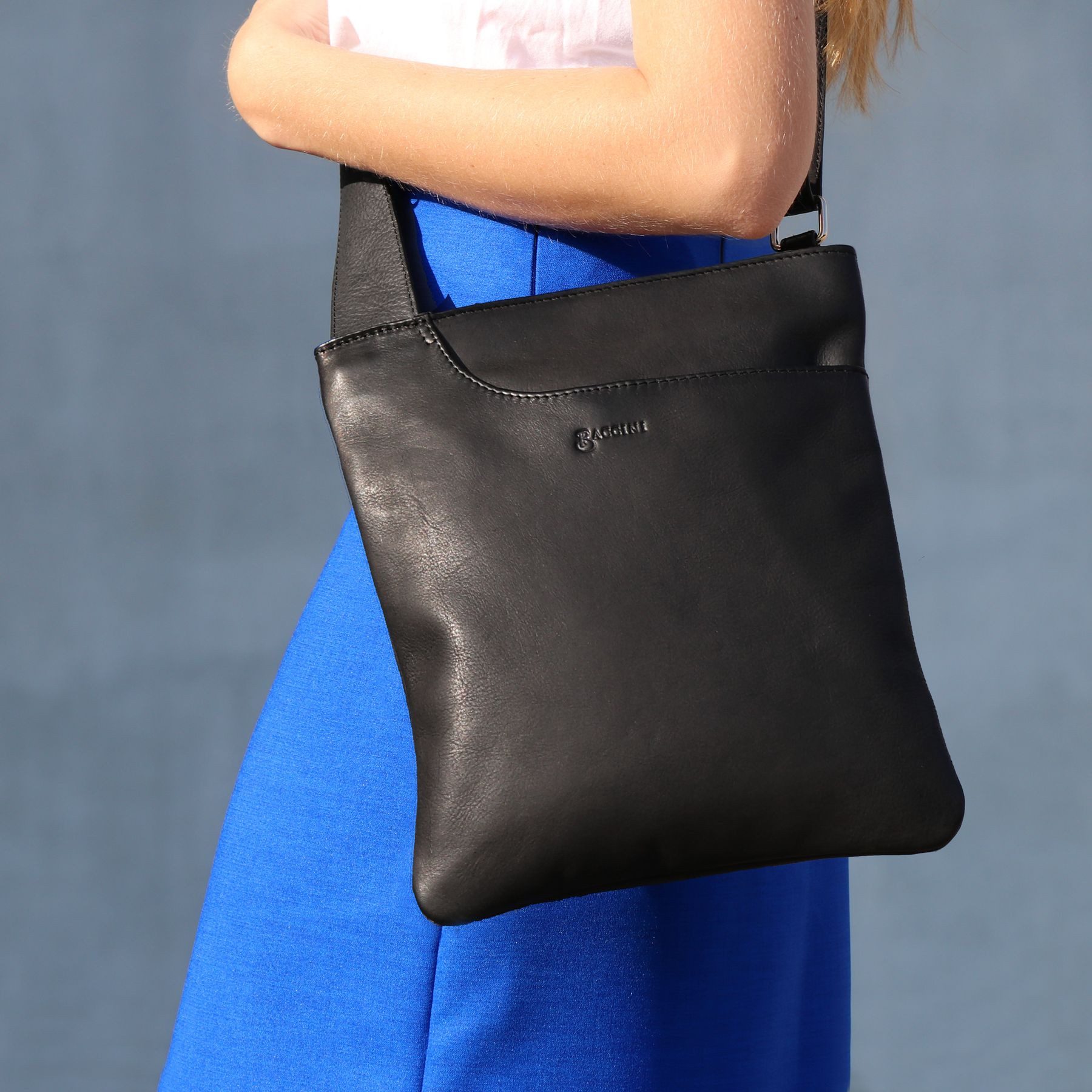 BACCINI Umhängetasche echt Leder Umhängetasche groß schwarz, Crossbody Bag Echtleder für Damen, Umhängetasche schwarz – Bild 2 von 5