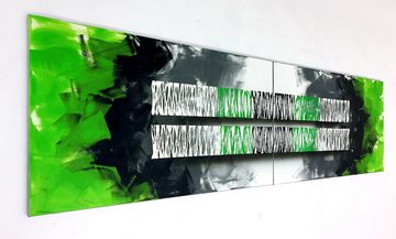 WandbilderXXL Gemälde Clean Green 200 x 60 cm, Abstraktes Gemälde, handgemaltes Unikat