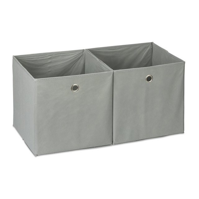 relaxdays Aufbewahrungsbox “2 x Aufbewahrungsbox Stoff grau”