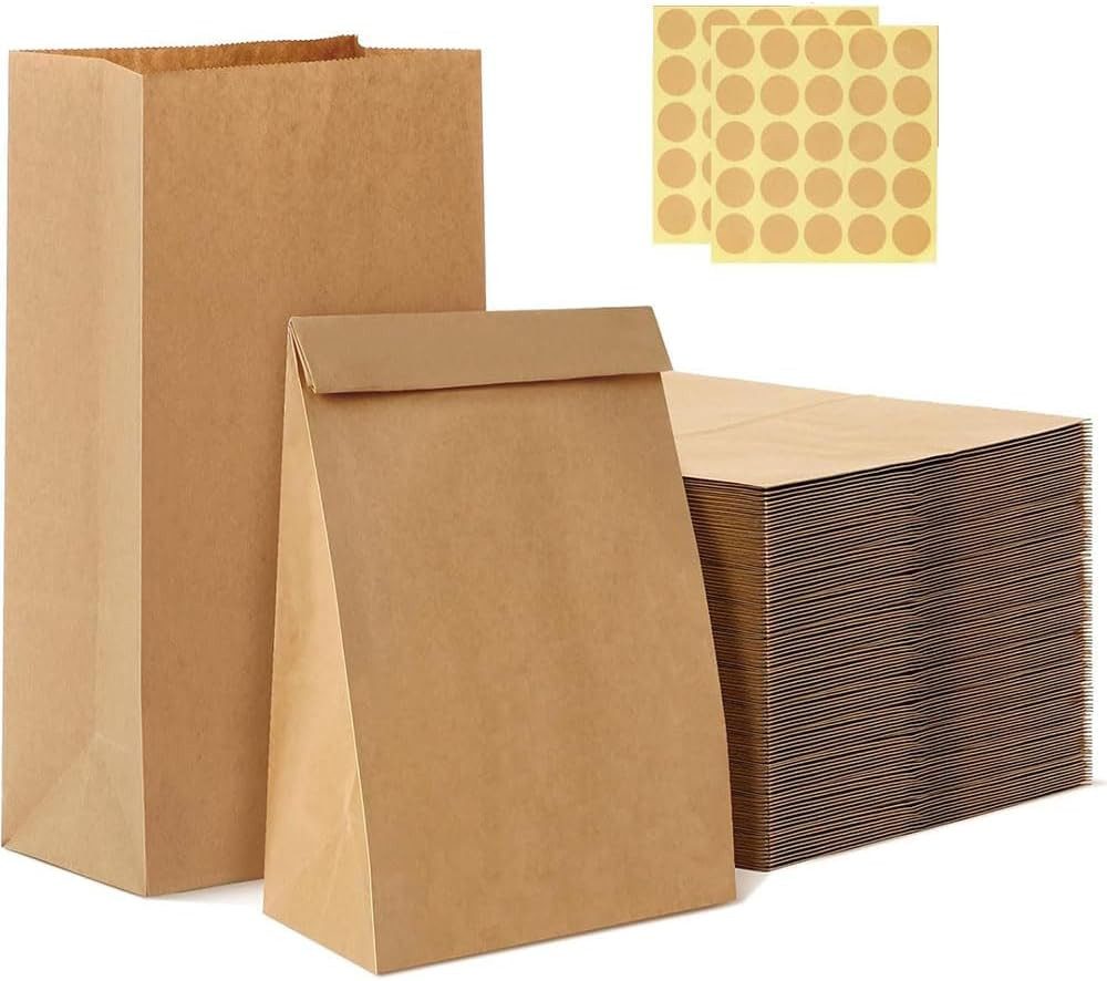 FELIXLEO Geschenkfolie 60 Stück Papiertüten Klein mit Aufkleber, Geschenktüten Braun, (1St)