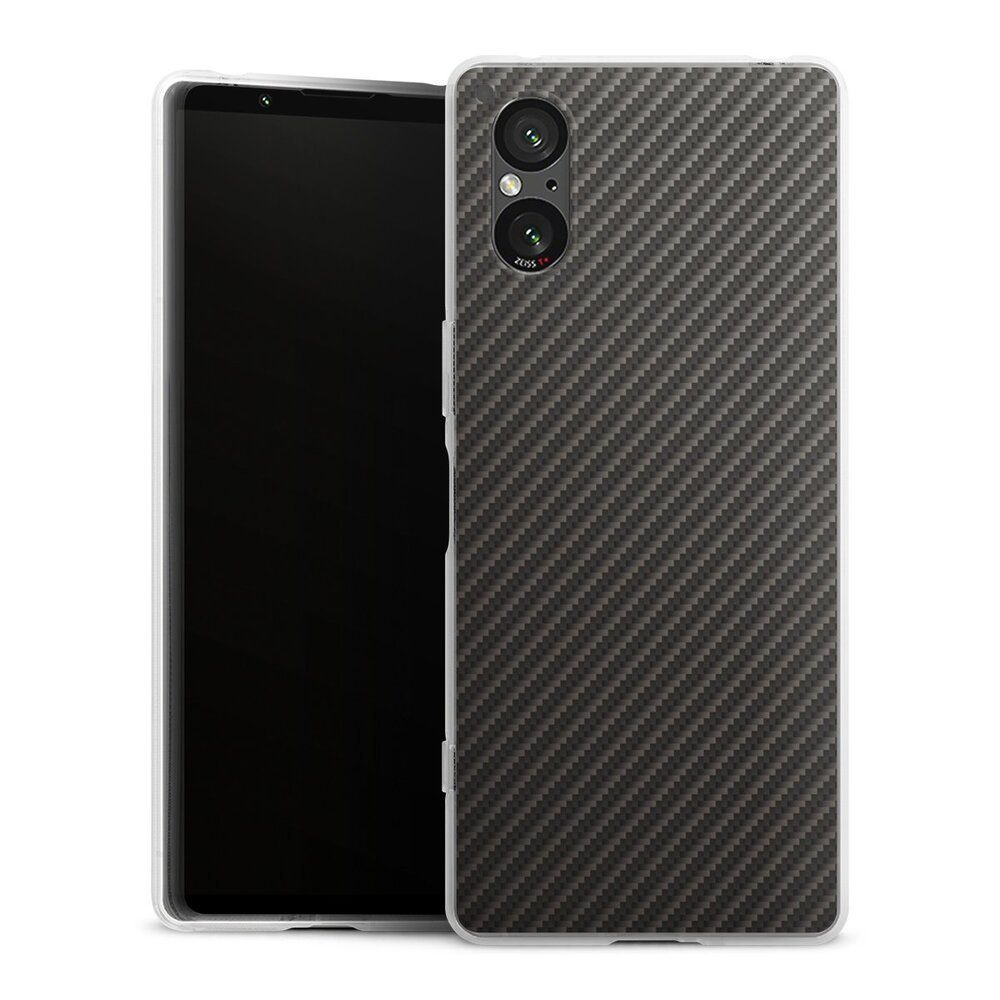 DeinDesign Handyhülle Metallic Look Muster Carbon Carbon, Sony Xperia 5 V Silikon Hülle Bumper Case Handy Schutzhülle
