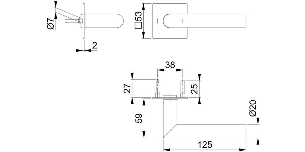 Drückerrosetten 8 Vierkantstift F69 Edelstahl Amsterdam Türbeschlag mm HOPPE E1400Z/848N Türdrückerpaar mit