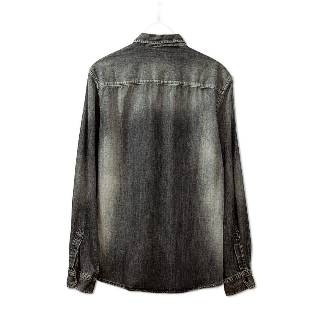 LaMarta Streifenhemd Schwarz-weiß Schattierung Denim-Hemd für Männer und Fr günstig online kaufen