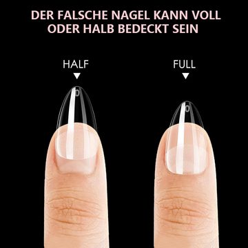 GelldG Kunstfingernägel Kurze Mandel Nagelspitzen – Vollständige Abdeckung für Frauen
