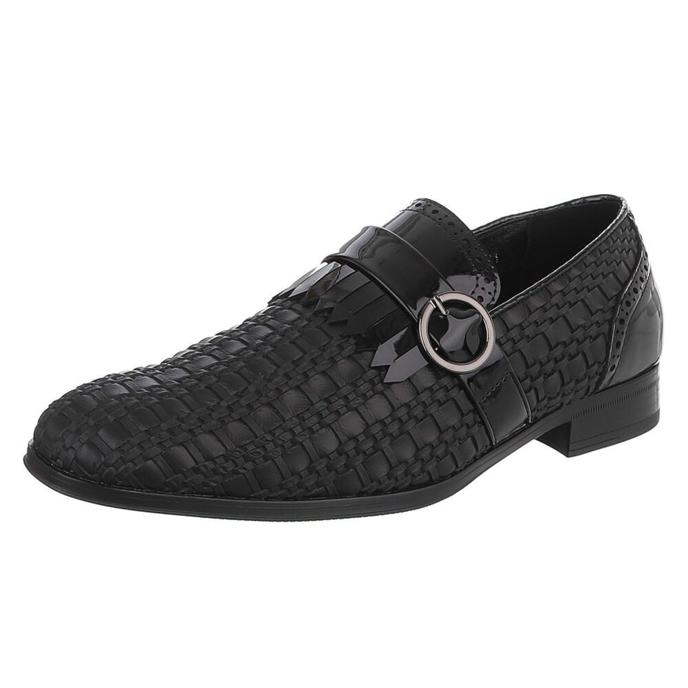 Coolwalk Herren Slipper mit Flecht-Optik und Schnalle Slipper (91917883) Blockabsatz Slipper in Schwarz