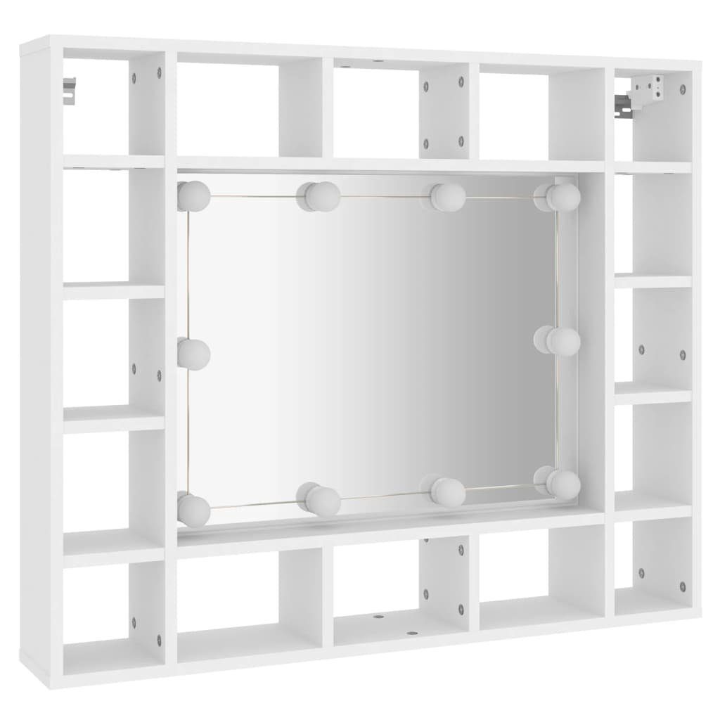 vidaXL Badezimmerspiegelschrank Spiegelschrank LED (1-St) Weiß mit cm 91x15x76,5