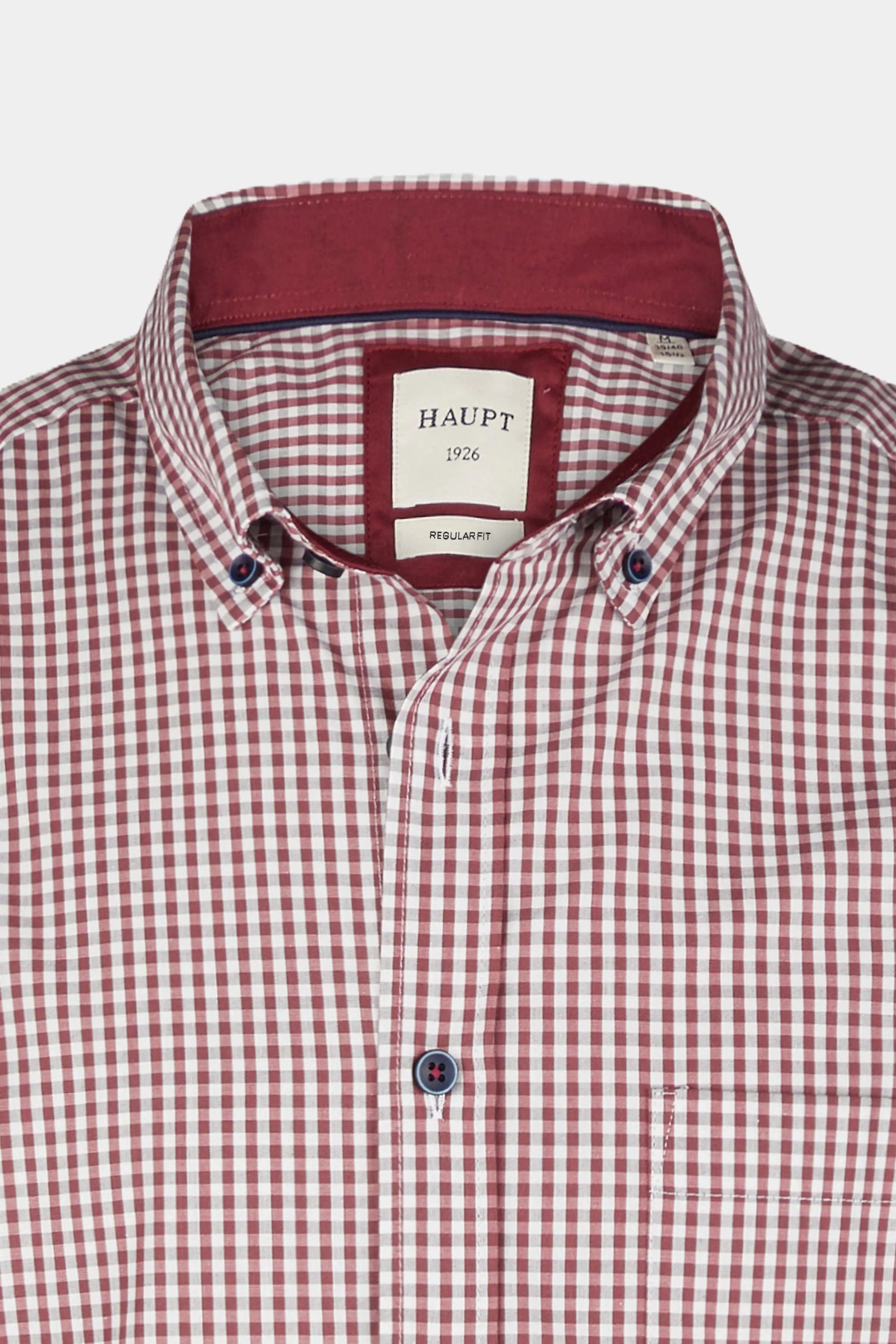 Langarmhemd Haupt Popelin Regular Fit Langarm Herrenhemd mit kariertem Muster in