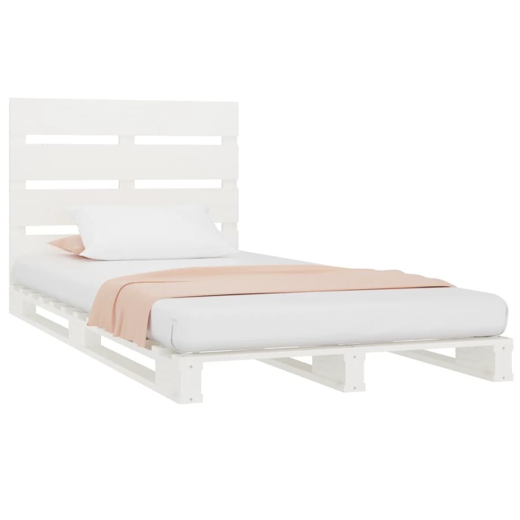 vidaXL Bett, Massivholzbett ohne Matratze Weiß 100x200 cm Kiefernholz günstig online kaufen