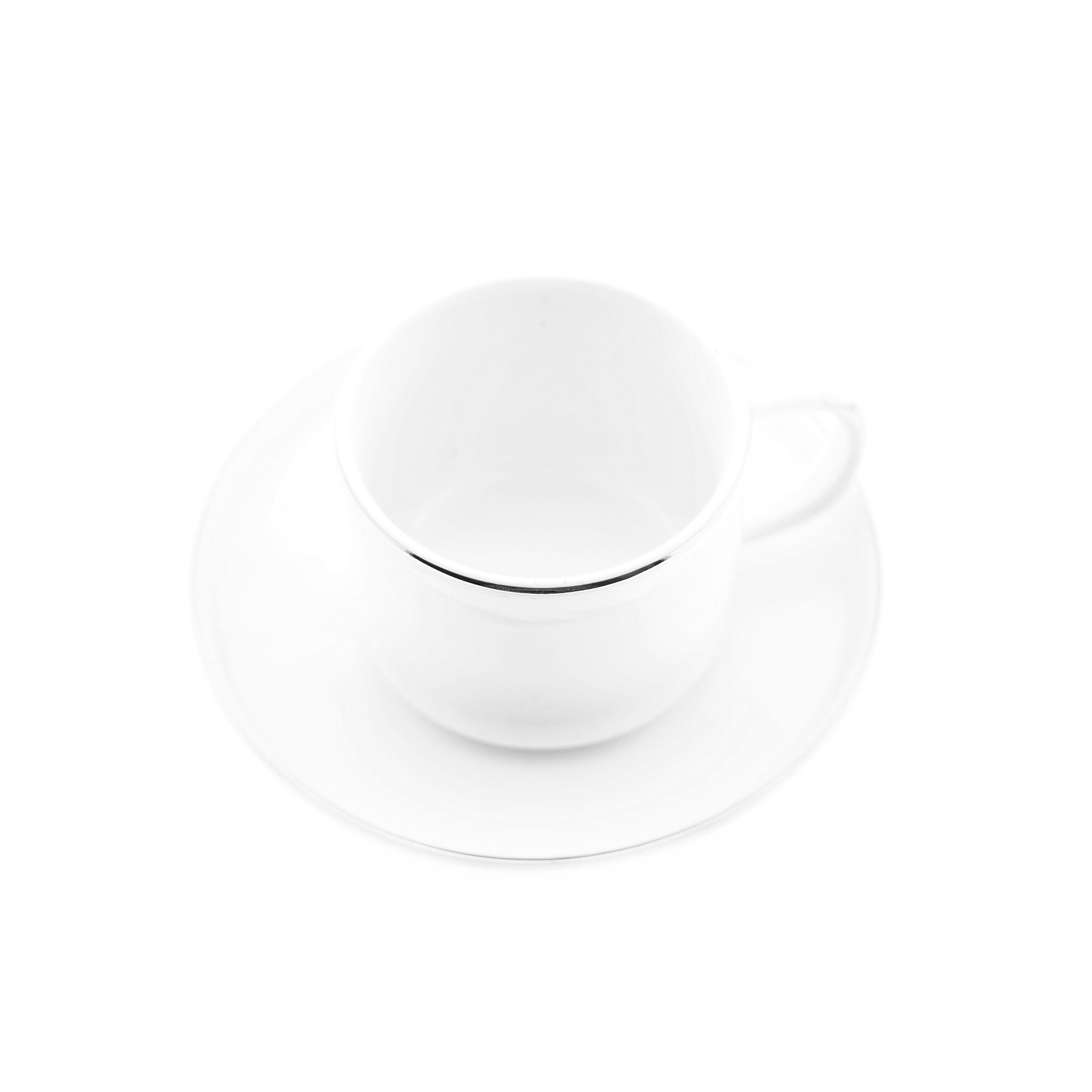 Mulex Espressotasse 12 Tlg. Mokkatassen-Set mit Untertasse Porzellan Mokkaservice 100 ml, 12-tlg.