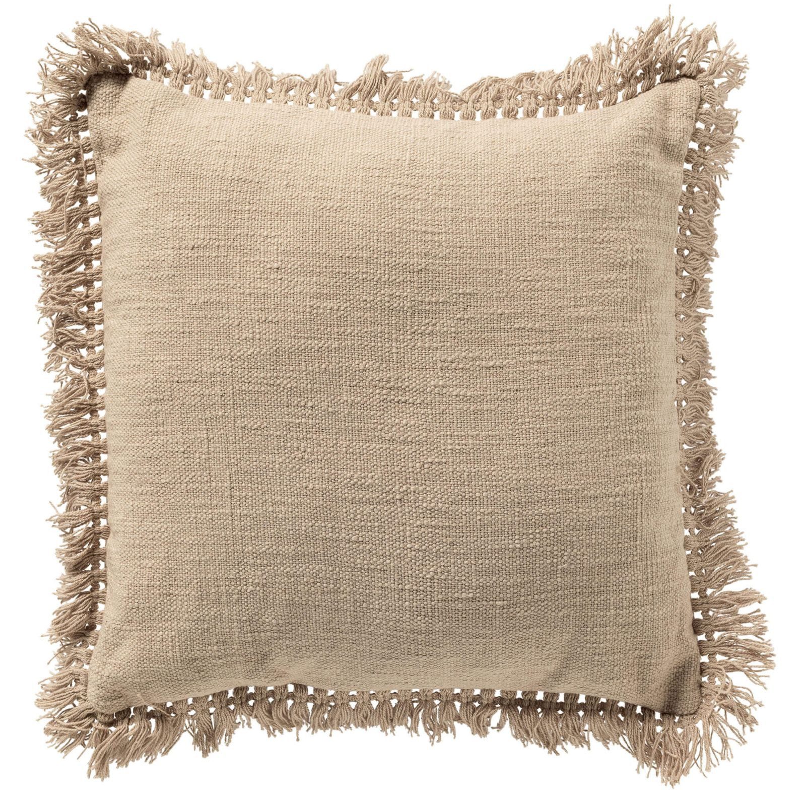 Dutch Decor Kissenhülle Uni 'Jonna' 45 x 45 cm, Mit Fransen