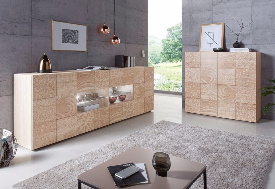 LC Sideboard Miro, Breite 241 cm mit dekorativem Siebdruck,  FSC®-zertifizierter Holzwerkstoff