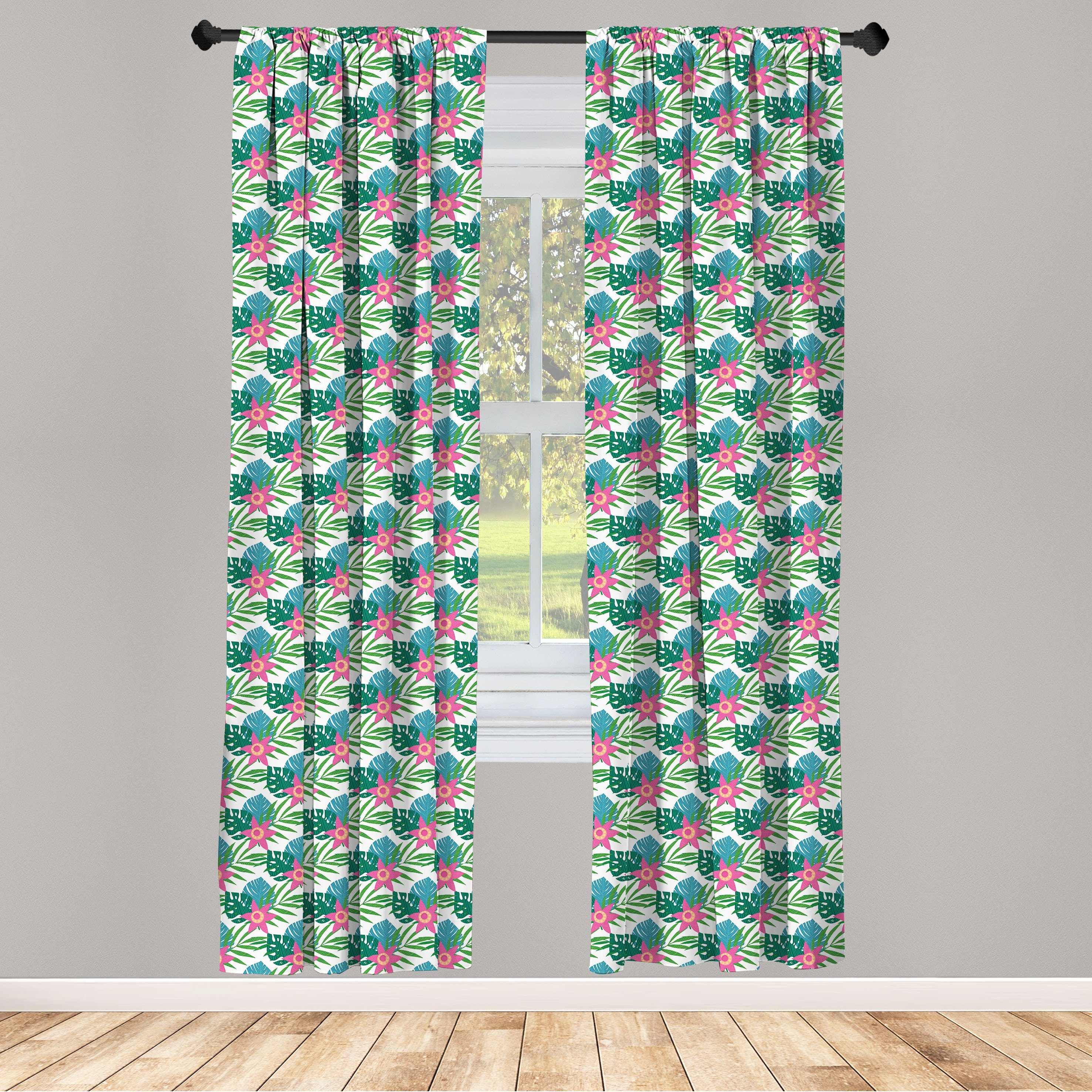 Gardine Vorhang für Wohnzimmer Schlafzimmer Dekor, Abakuhaus, Microfaser, Philodendron Fröhlich Tropic Pflanzen
