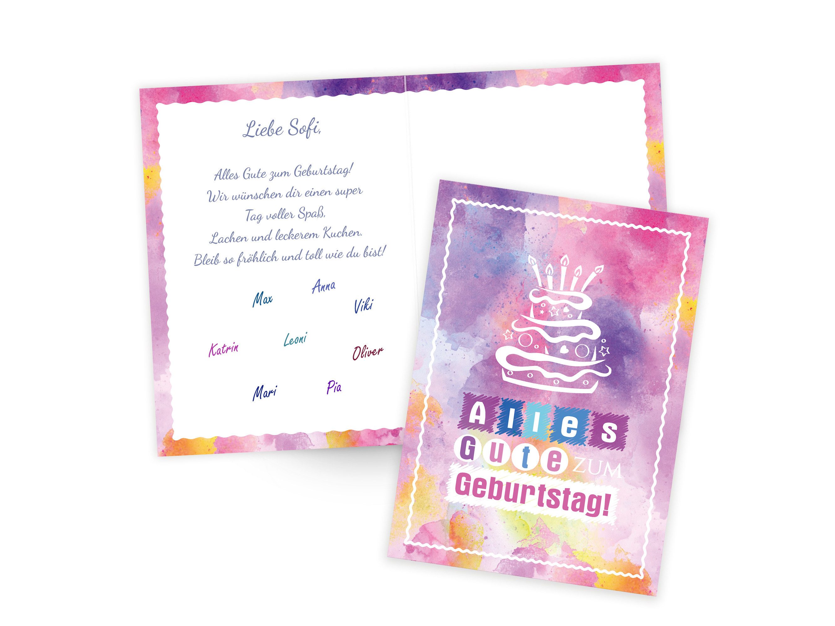 LIMONIA Glückwunschkarte Geburtstagskarte Kinder Grusskarte für Geburtstag A4 Klappkarte XXL, Große A4 Geburtstagskarte Torte – Stabil, hochwertig, bunt