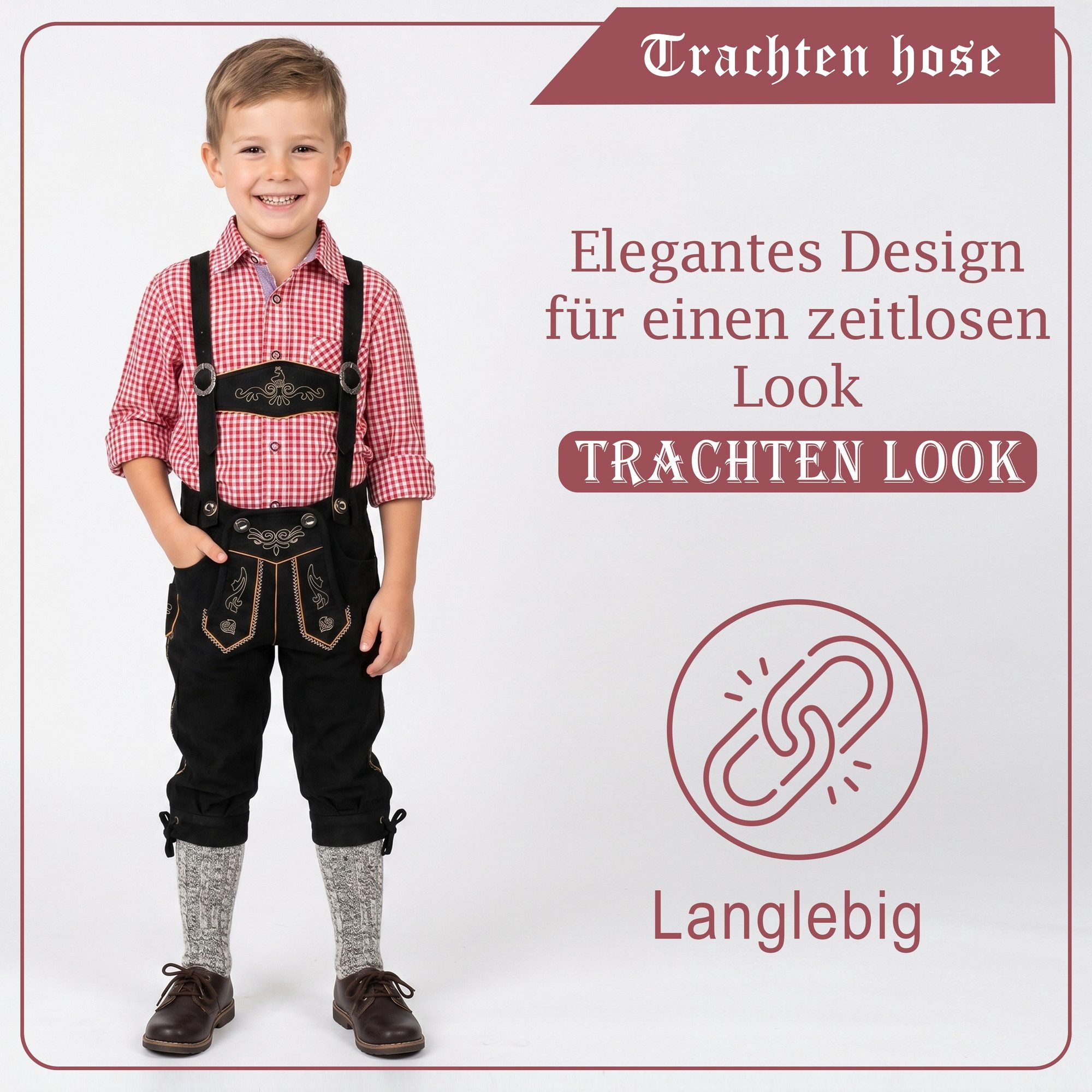 German Wear Trachtenhose GW901-Textil Kinder Trachen Jeanshose mit Hosenträgern – Bild 4 von 5