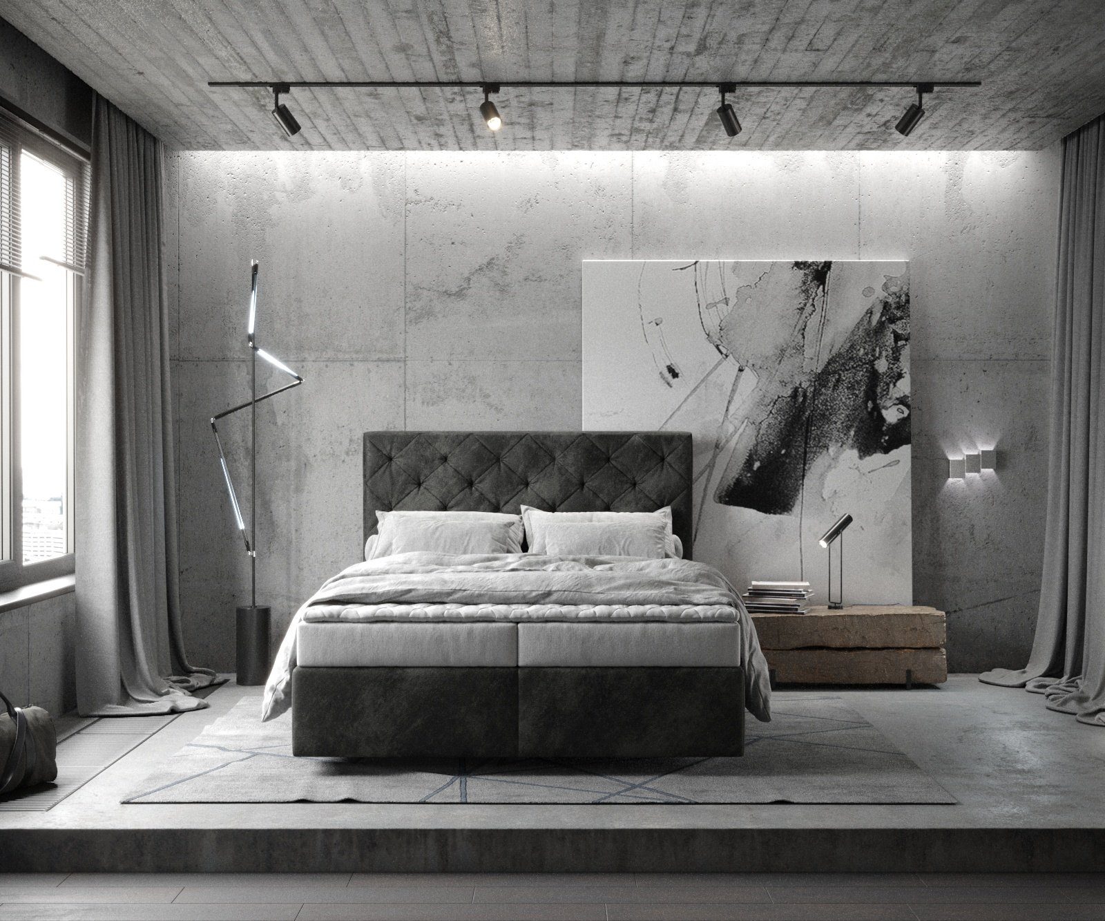DELIFE Boxspringbett Dream-Great, Mikrofaser Anthrazit Vintage günstig online kaufen