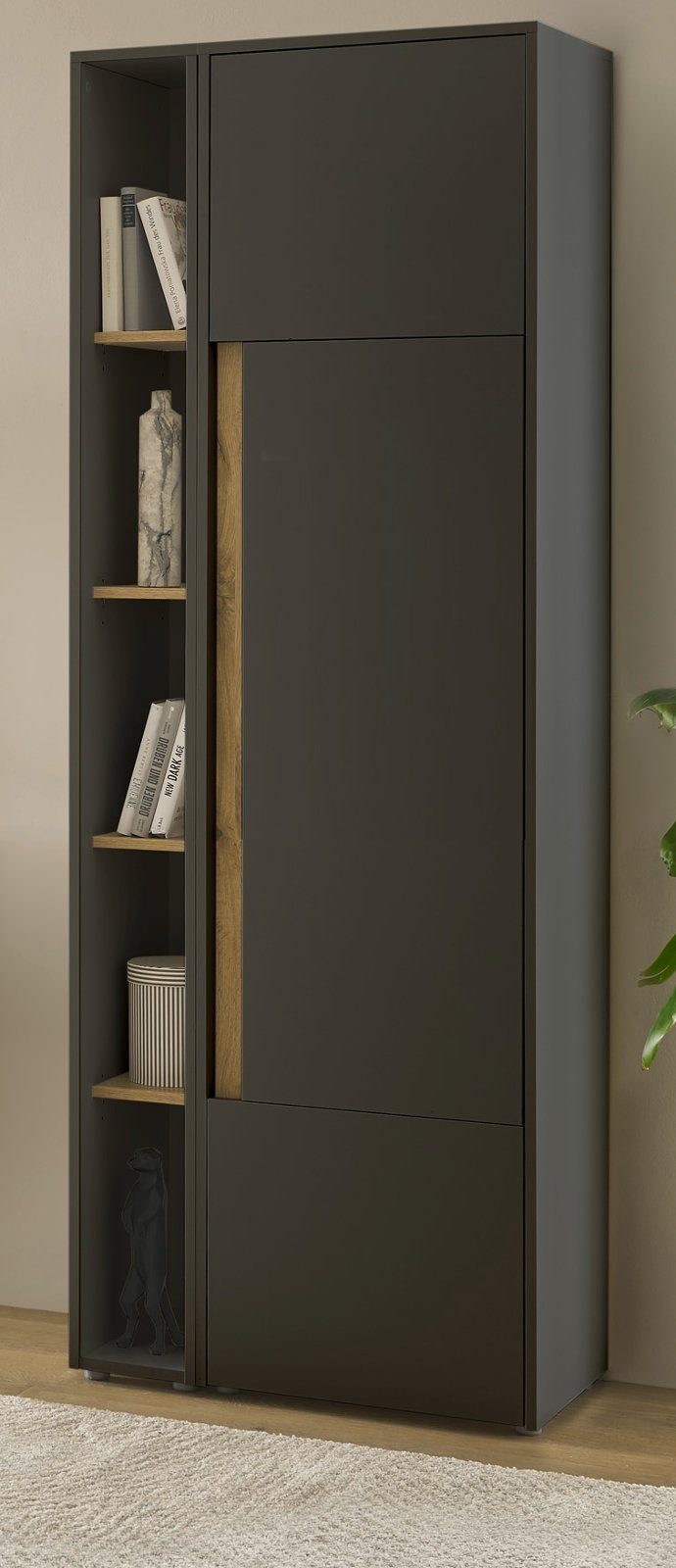 70 cm) x 200 Stauraum Aktenschrank (Büroschrank grau mit Wotan Eiche, mit Center Regal, in Set Furn.Design viel