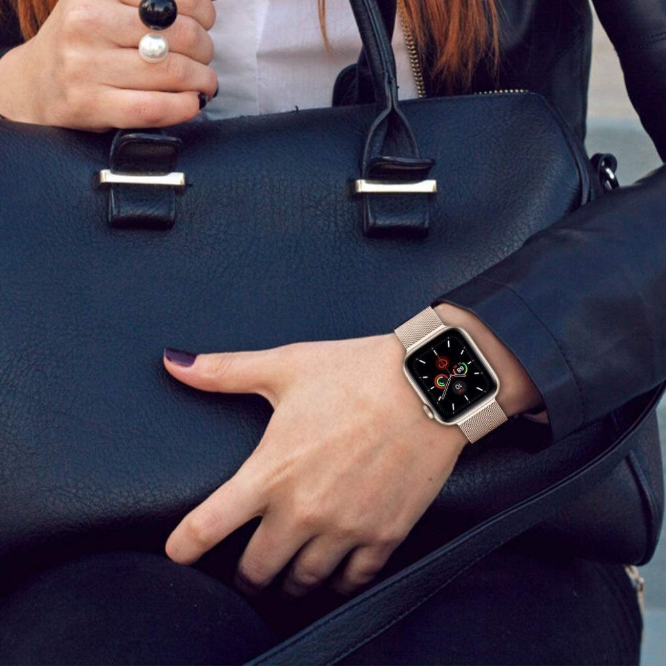 TECH PROTECT Smartwatch-Armband für Apple Watch 4 / 5 / 6 / 7 / 8 / 9 / SE, Magnetischer Verschluss für stufenlose Anpassung – Bild 3 von 4