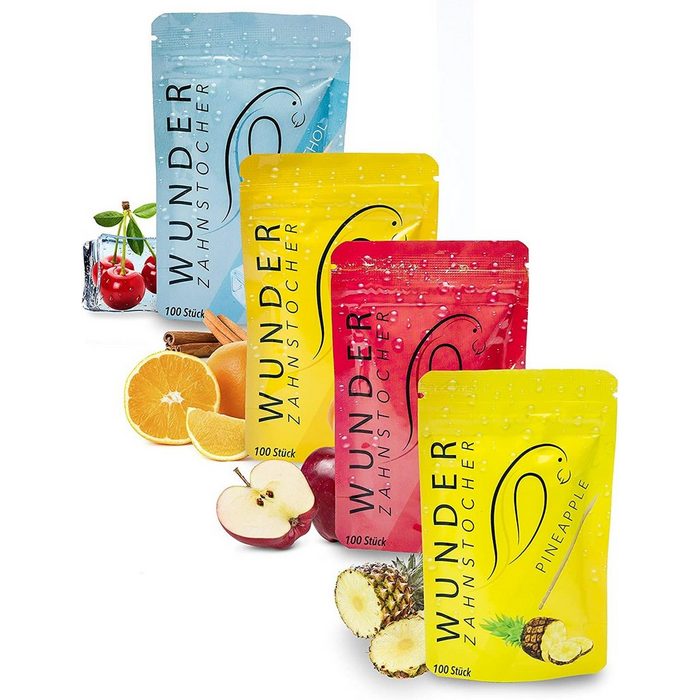 Wunder Zahnstocher Mundpflegecenter Wunder Zahnstocher - RF Set - Cool Fruit Pack - Kirsche-Menthol Zimt-Orange Apfel Ananas