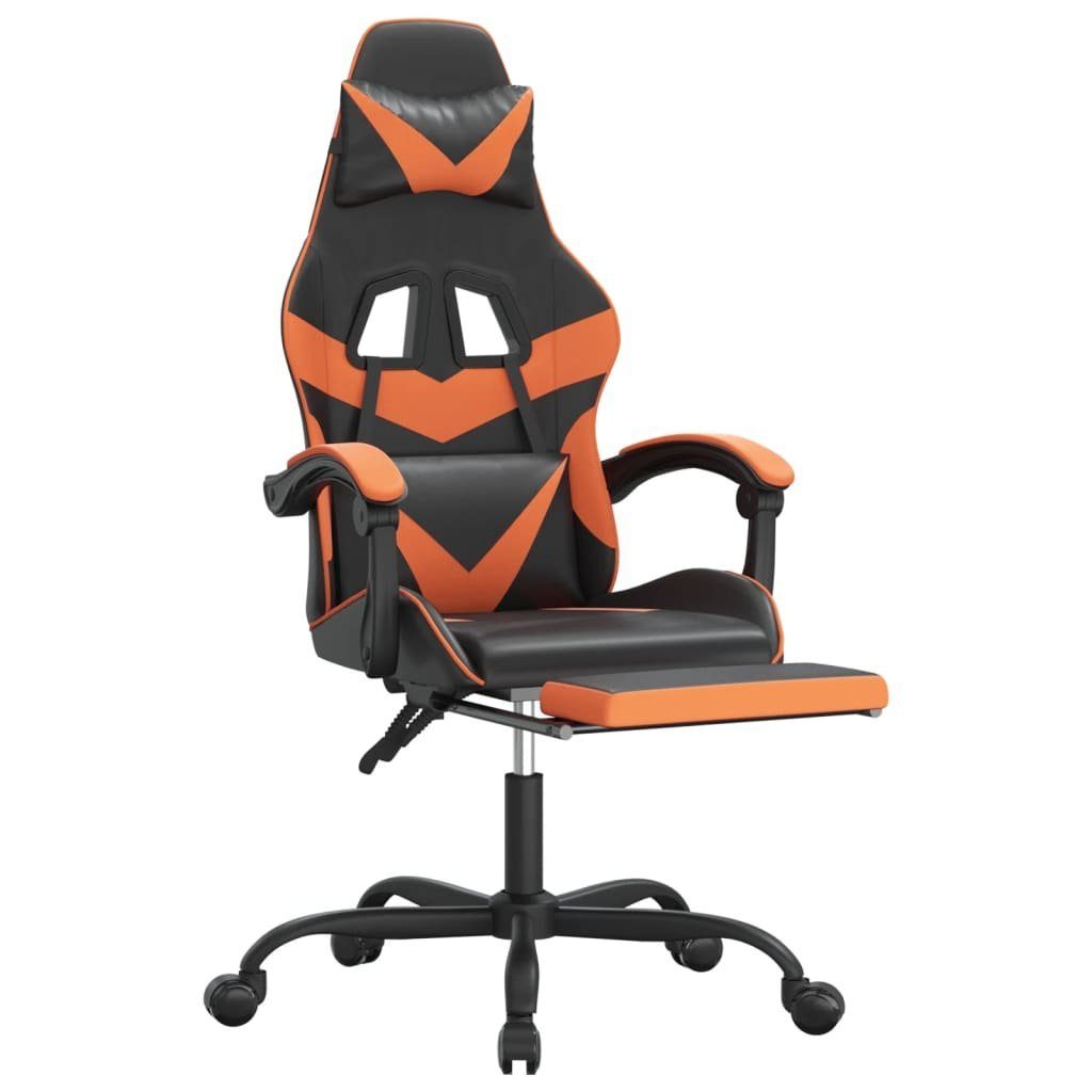& Drehbar Orange Gaming-Stuhl Schwarz (1 mit St) Fußstütze furnicato Kunstleder