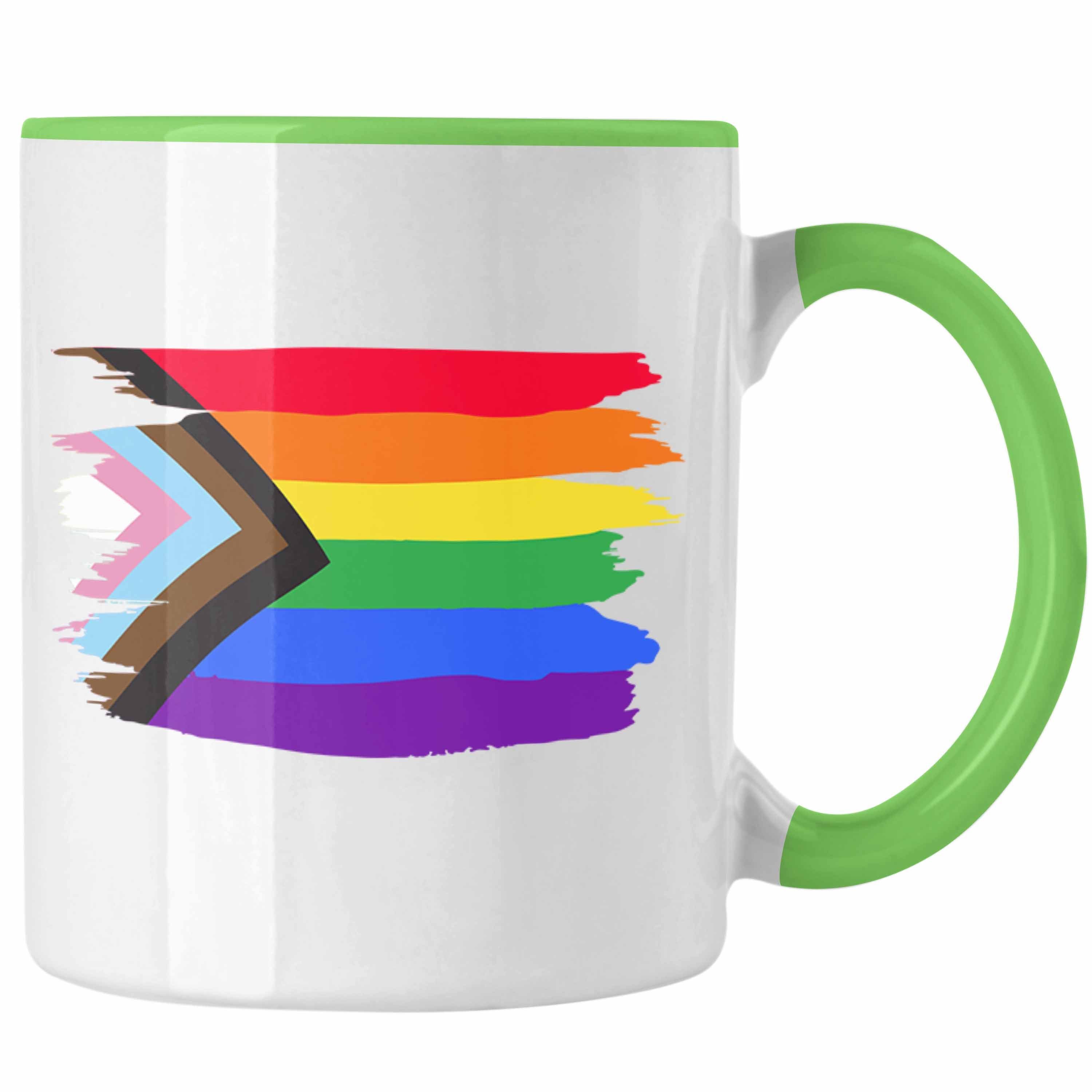 Trendation Tasse Trendation - Regenbogen Tasse Geschenk LGBT Schwule Lesben Transgender Grafik Pride Flagge Grün