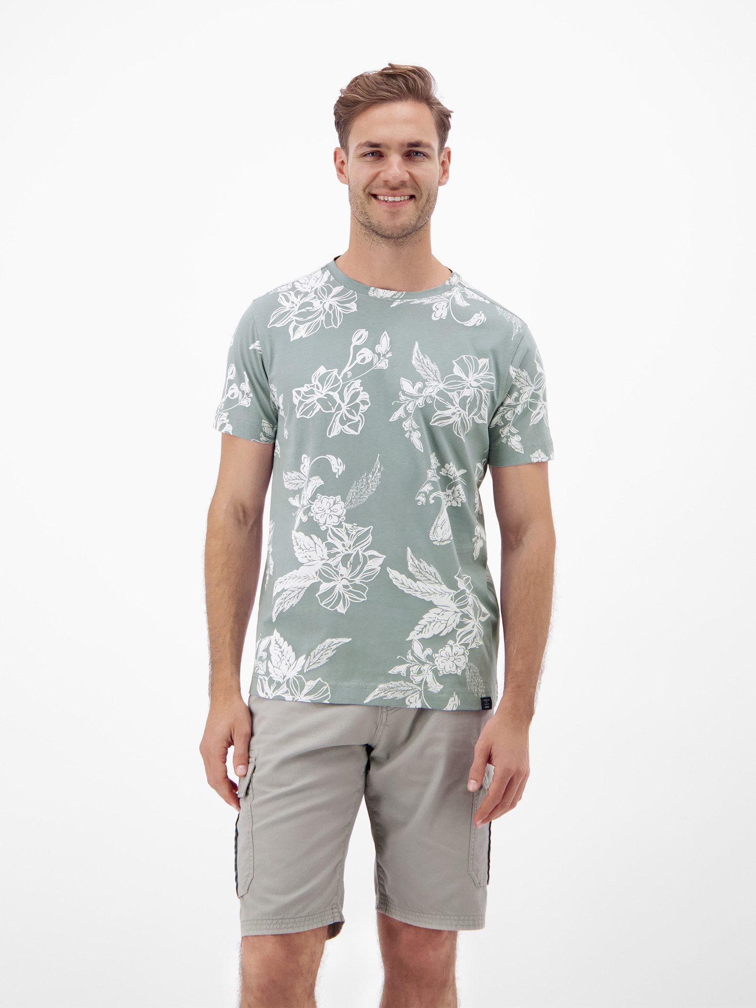 LERROS T-Shirt T-Shirt mit O-Neck und floralem All-over-Print