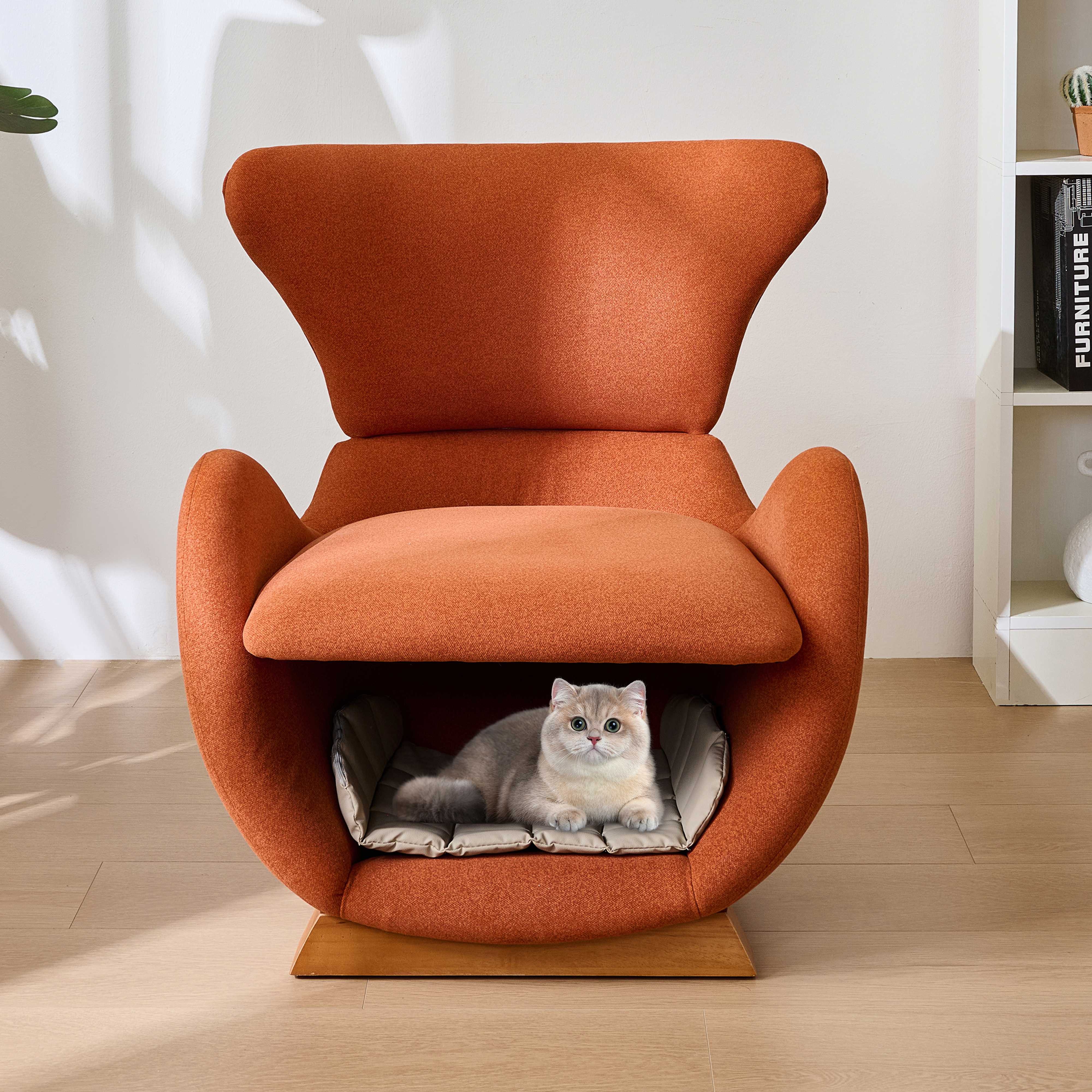 BlingBin Loungesessel haustierfreundlicher Loungesessel (1-St., mit integrierter Tierhöhle für Katzen und kleine Hunde), kratzfestem Stoff und stabilem Holzrahmen