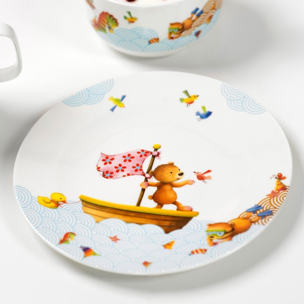 Villeroy & Boch Speiseteller Happy as a Bear Kinderteller flach 21,5x21,5x1,5cm, (1 St), Premium Porcelain, mikrow.- & spülm.sicher, Made in Germany