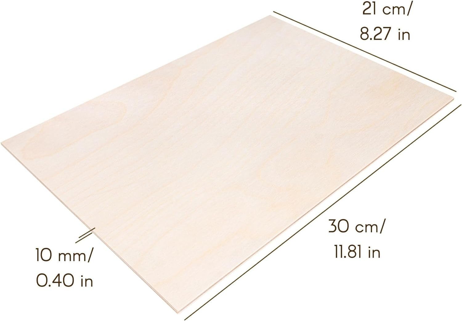 Creative Deco Bastelnaturmaterial Sperrholzplatte 10mm Birkensperrholz Dünne Holz-Zuschnitte, (10-tlg), Perfektes Blatt für Laubsäge, Brandmalerei, Laserschnitt