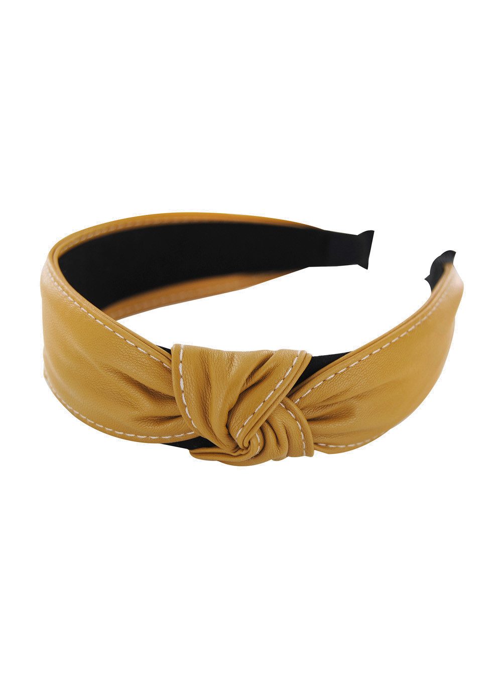 axy Haarreif Haarreif mit Knoten und Ziernähten in Kunstleder Optik, Vintage und Klassik-Look Damen Haareifen Haarband