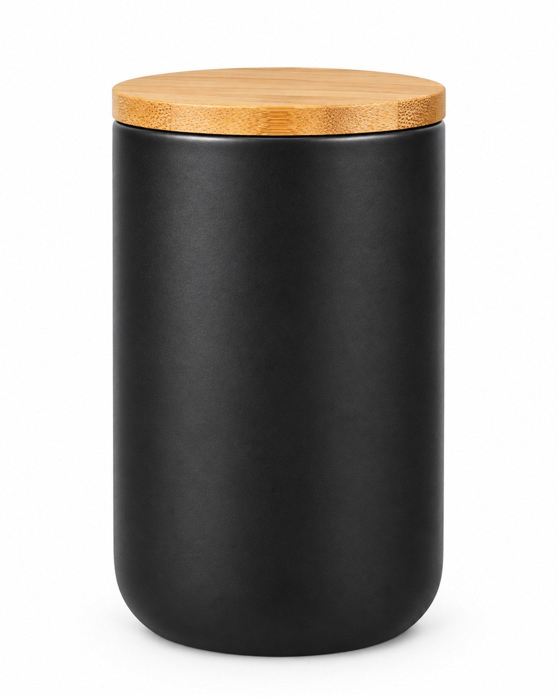 Sendez Vorratsdose Schwarze Vorratsdose 800ml mit Holzdeckel Keramik Vorratsbehälter Dose, Keramik, (Vorratsdose), Vorratsdose