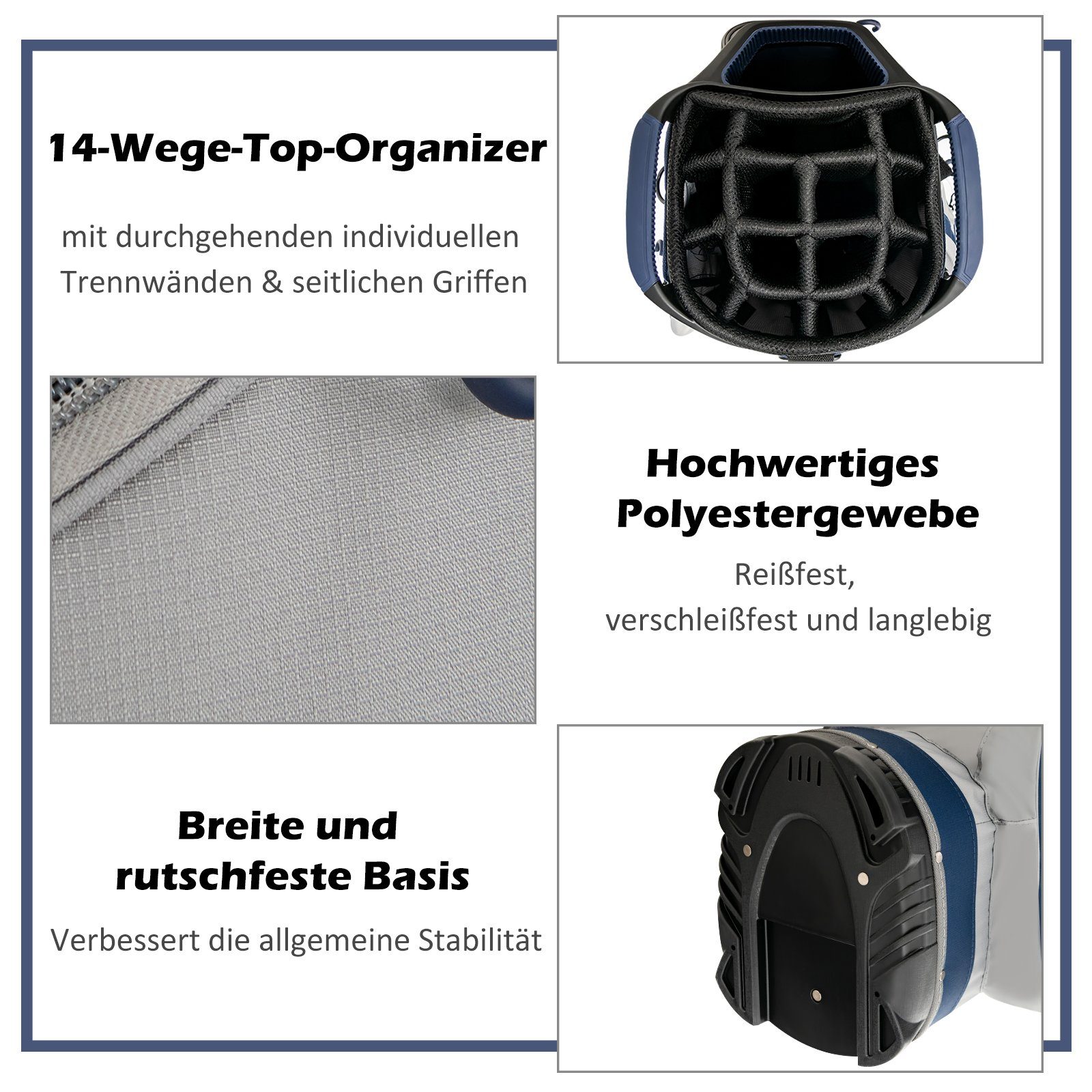 COSTWAY Golfbag-Regenschutz Golftasche, mit 14 Trennwänden