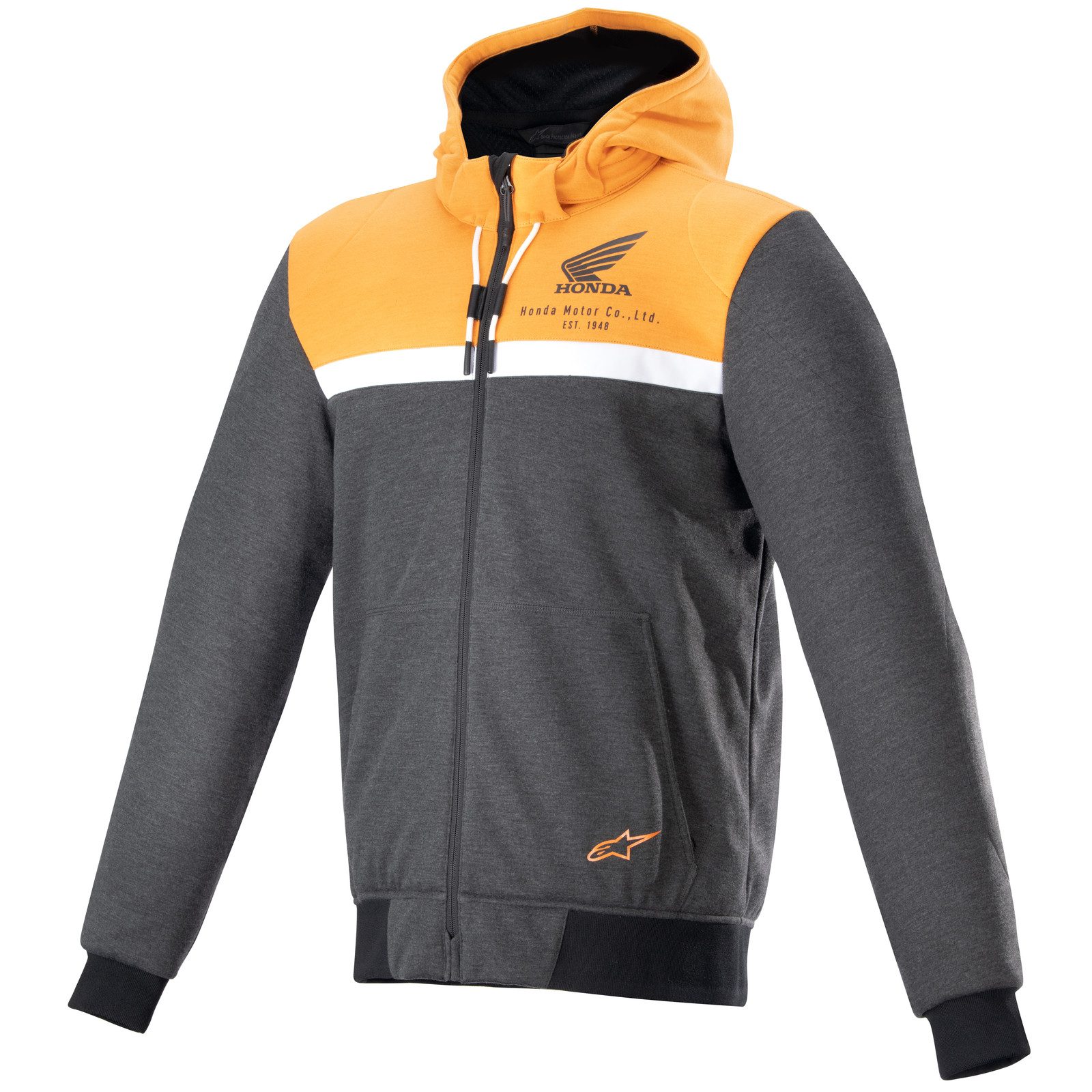 Motorradjacke Alpinestars Honda Chrome Street Hoodie schwarz / melange / orange